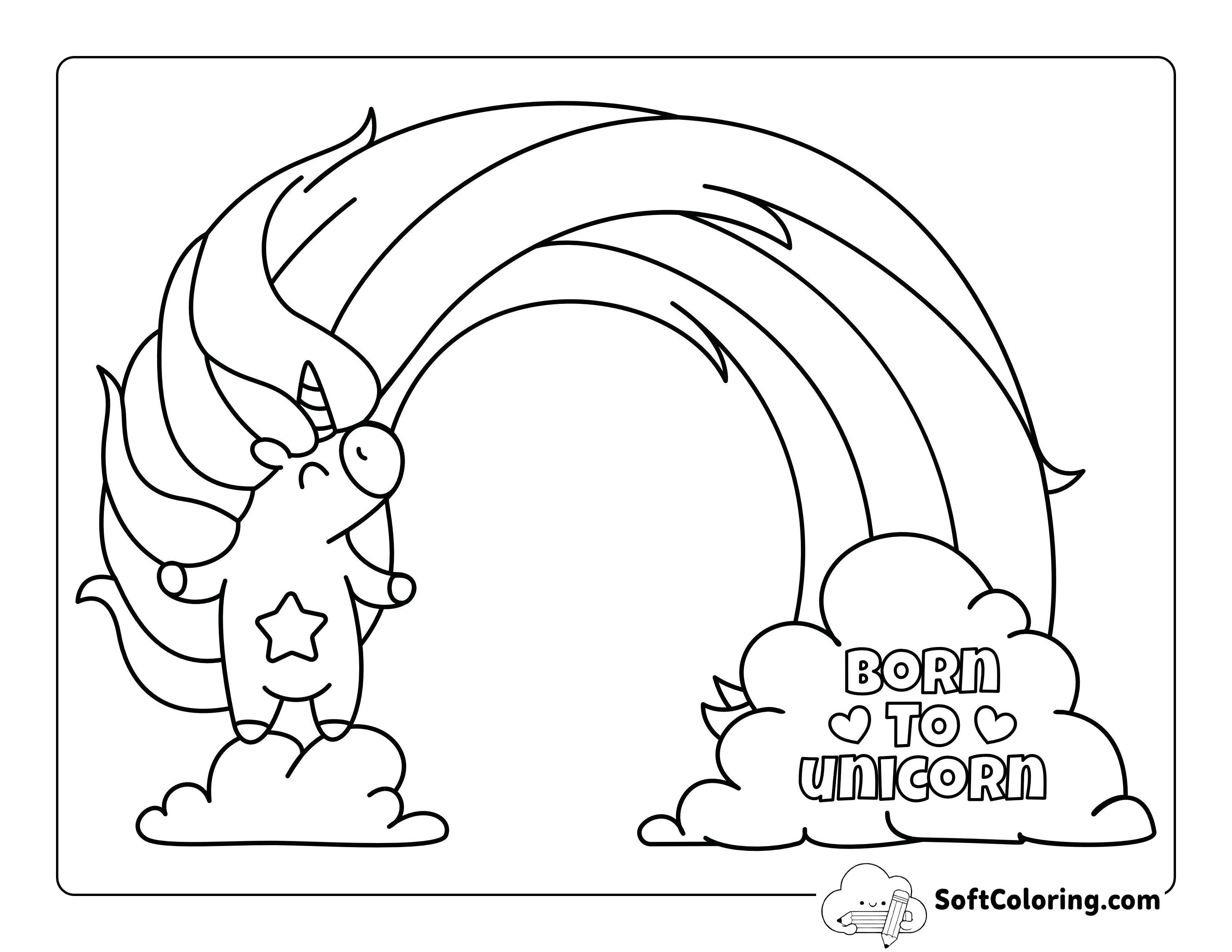 "Born to Unicorn" Fun Coloring Sheet for Teenagers