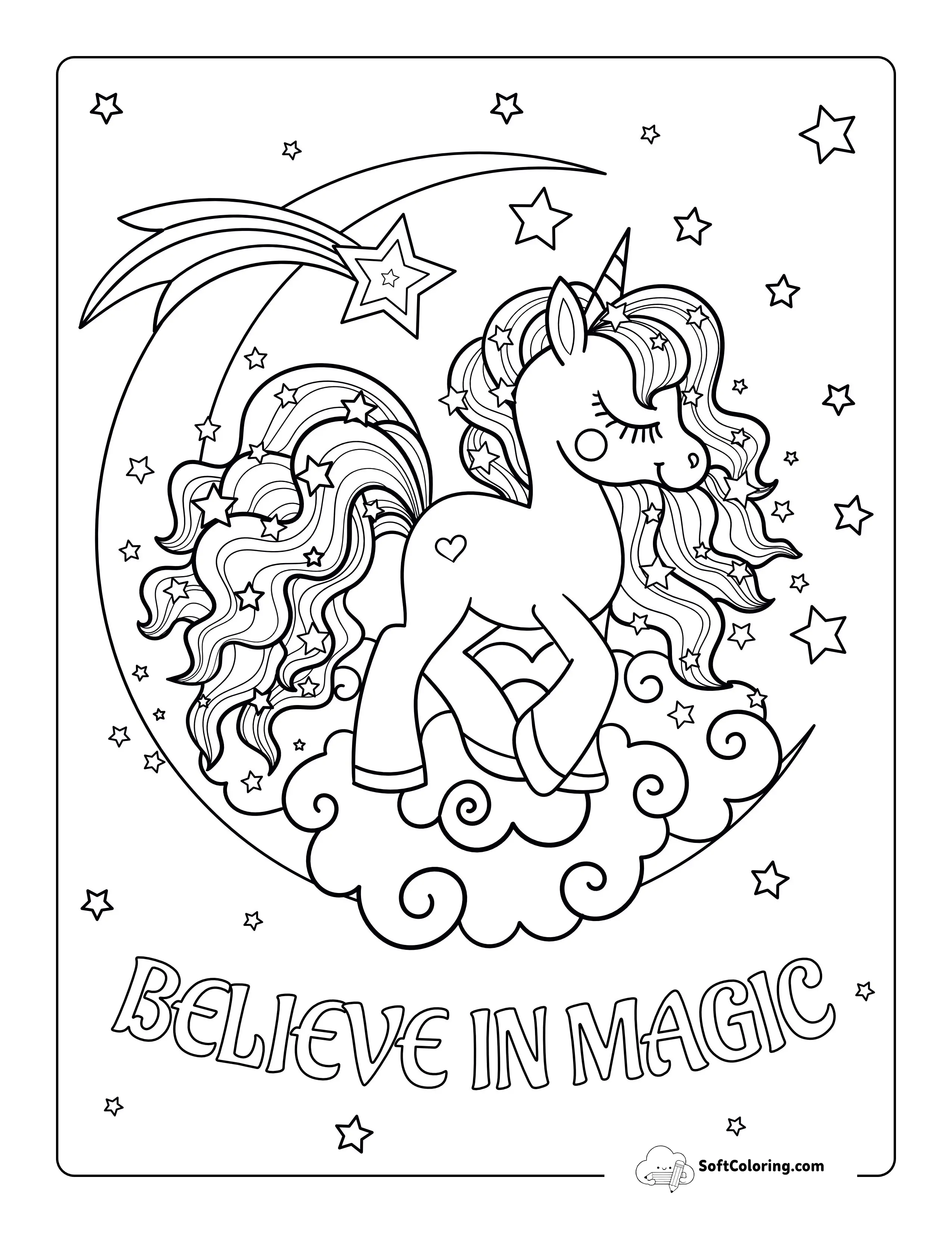 "Believe In Magic" Unicorn Coloring Sheet