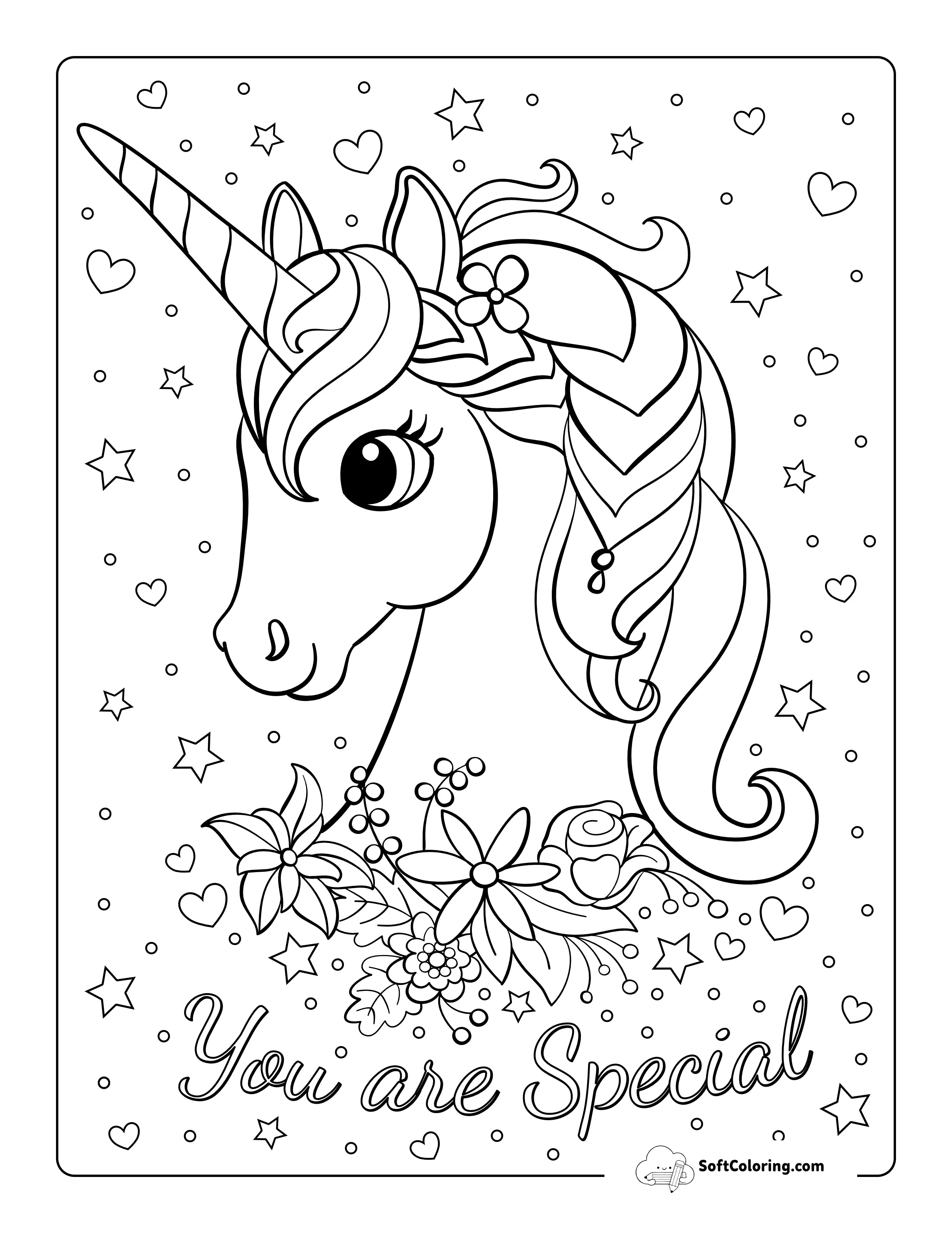 Unicorn Head With Big Eyes Color Page