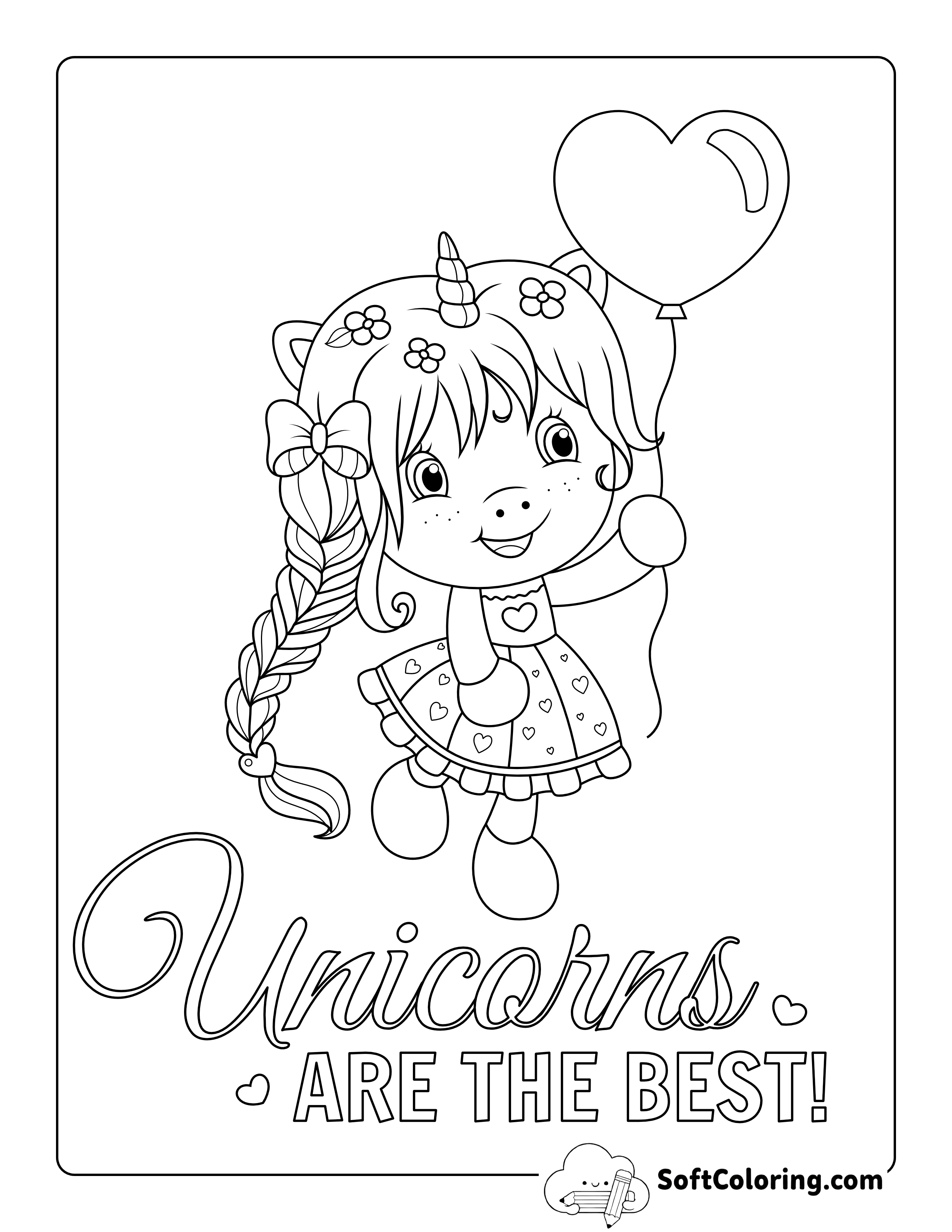 Girl Dressed as Unicorn Coloring Page
