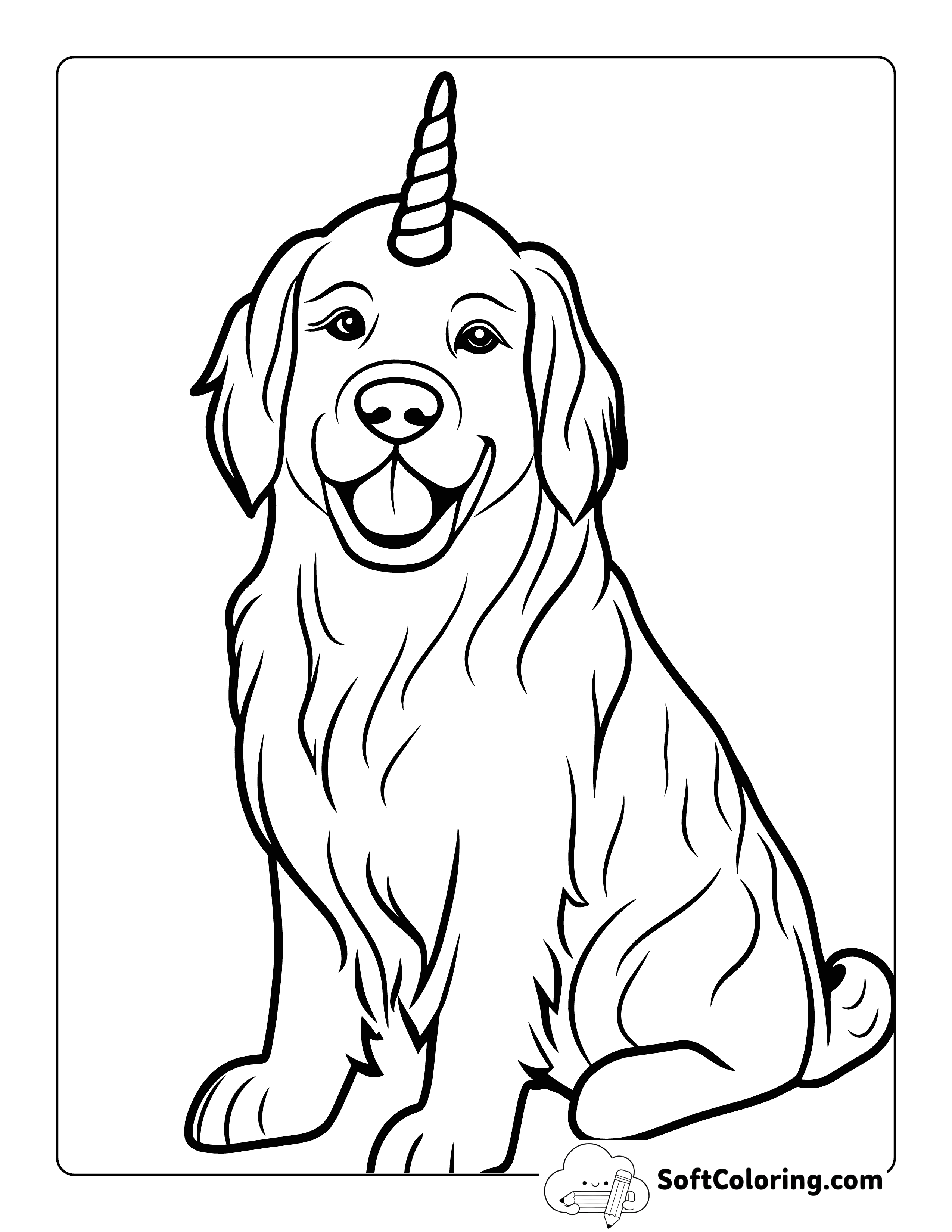 Retriever Unicorn Dog Coloring Page