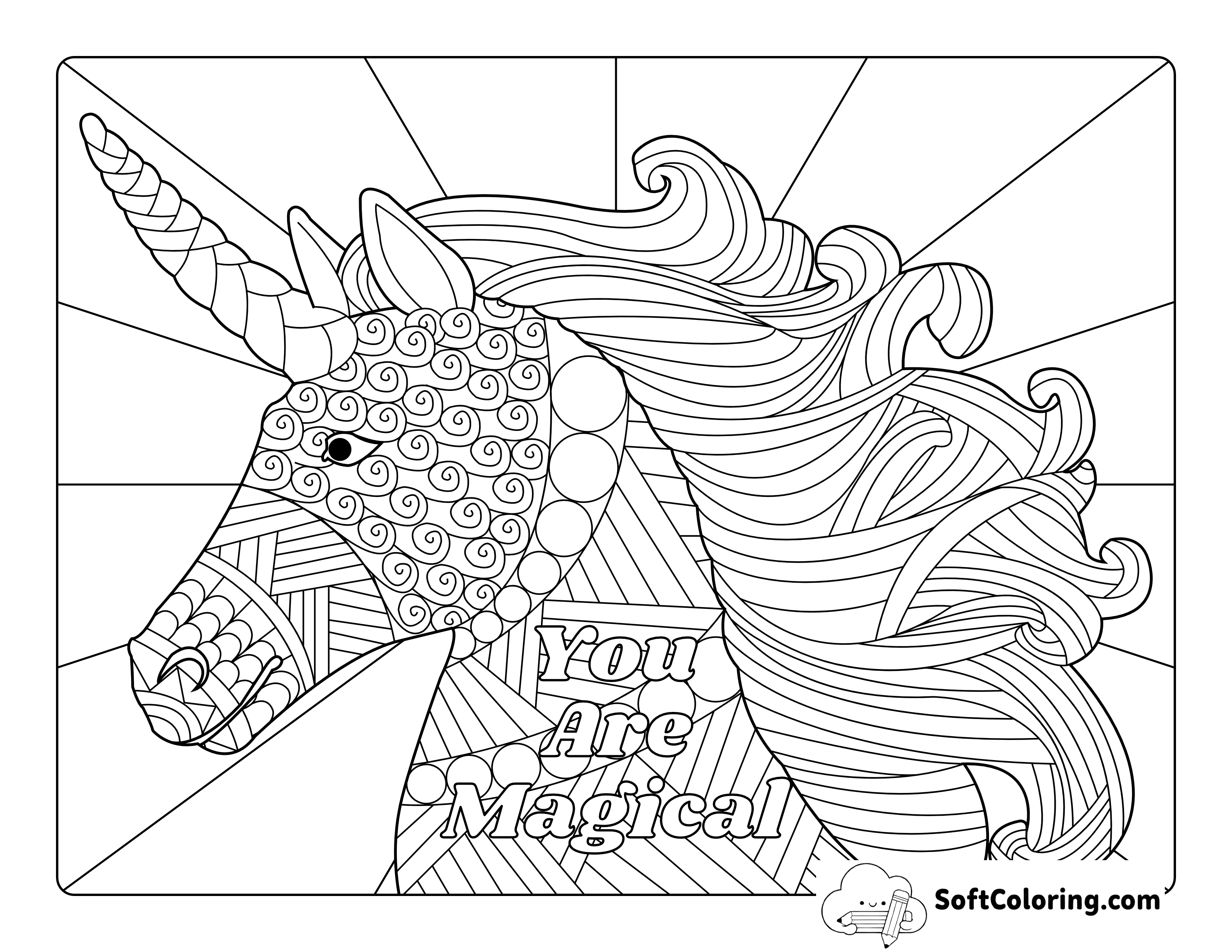 Unicorn Printable Zentangle for Adults