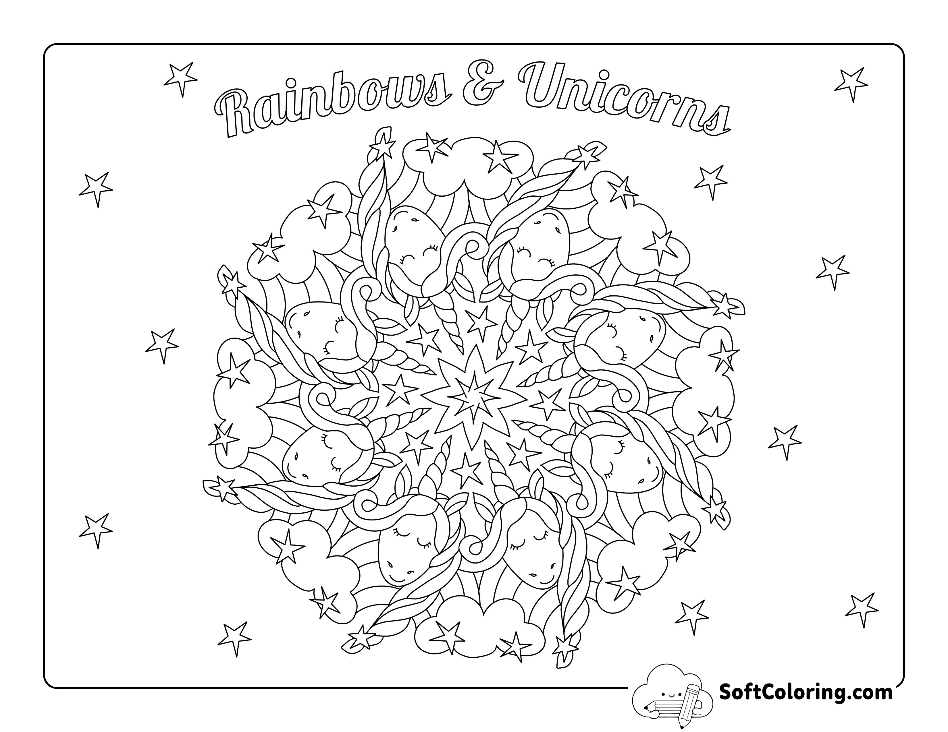 Mandala Unicorn Coloring Page for Adults