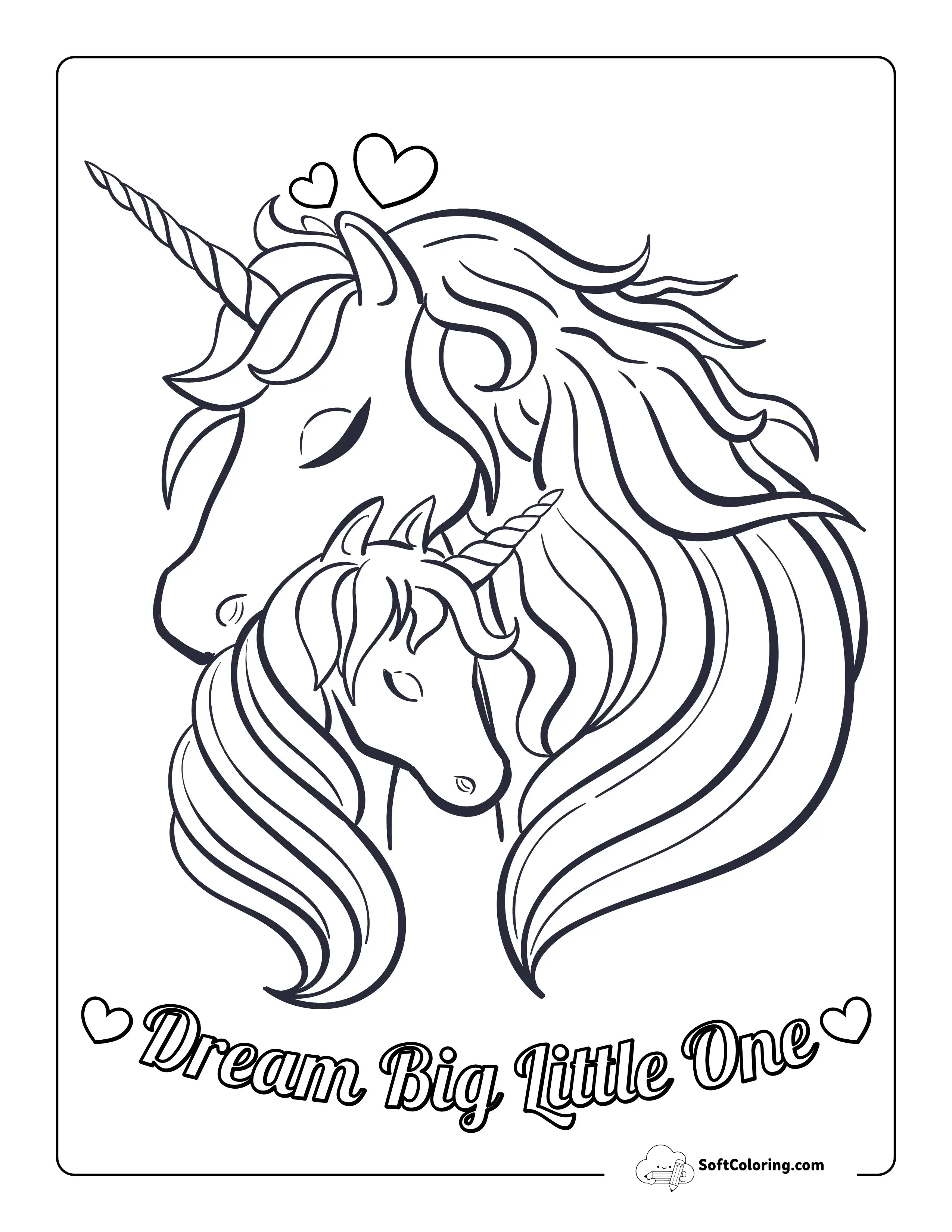 Mother And Baby Unicorn Coloring Page