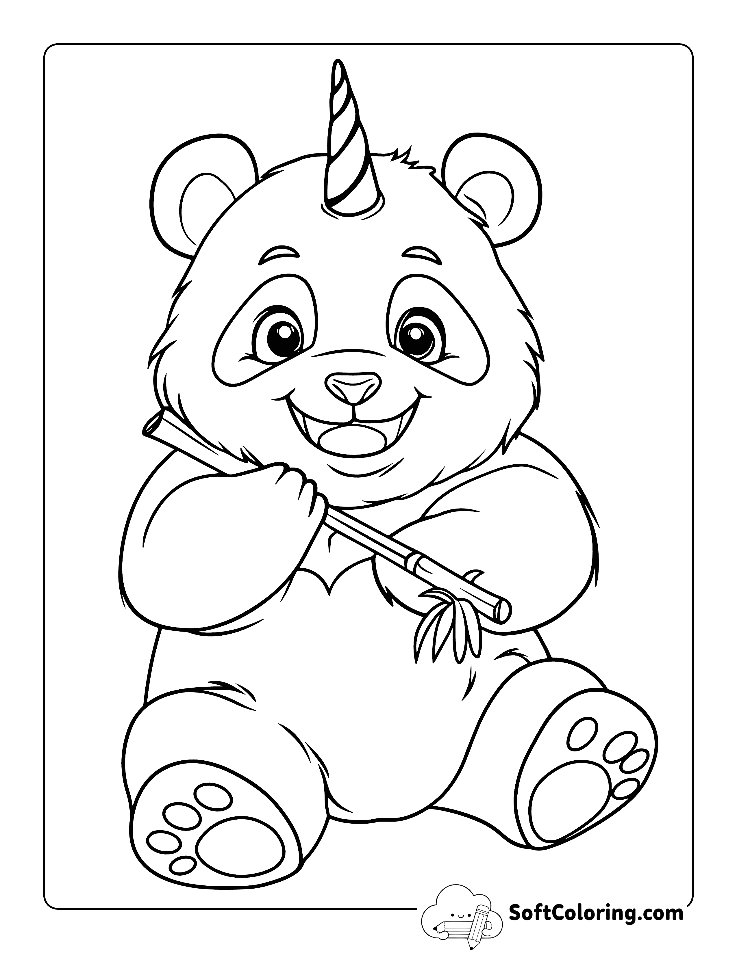 Unicorn Panda Coloring Page for Kids