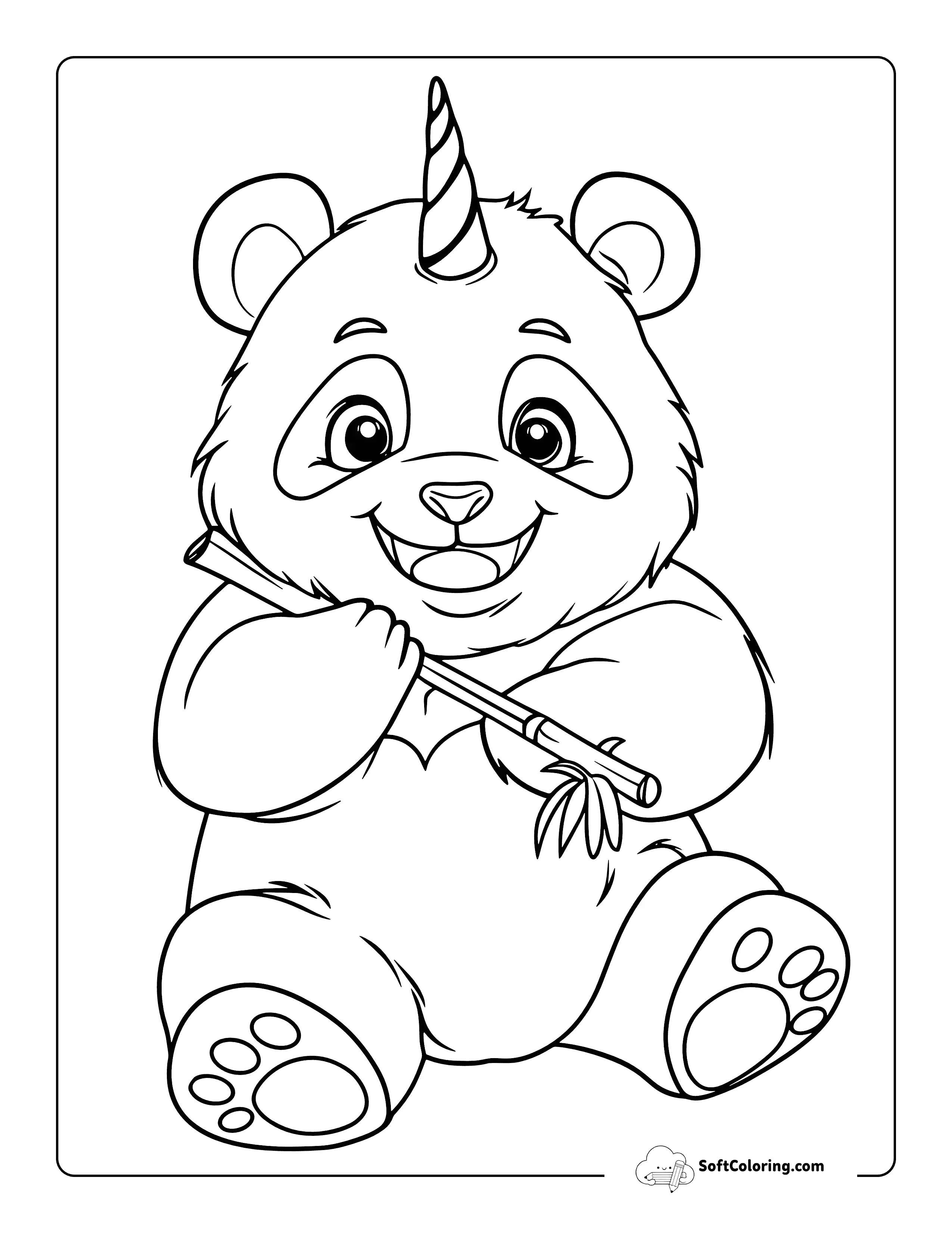 Unicorn Panda Coloring Page For Kids