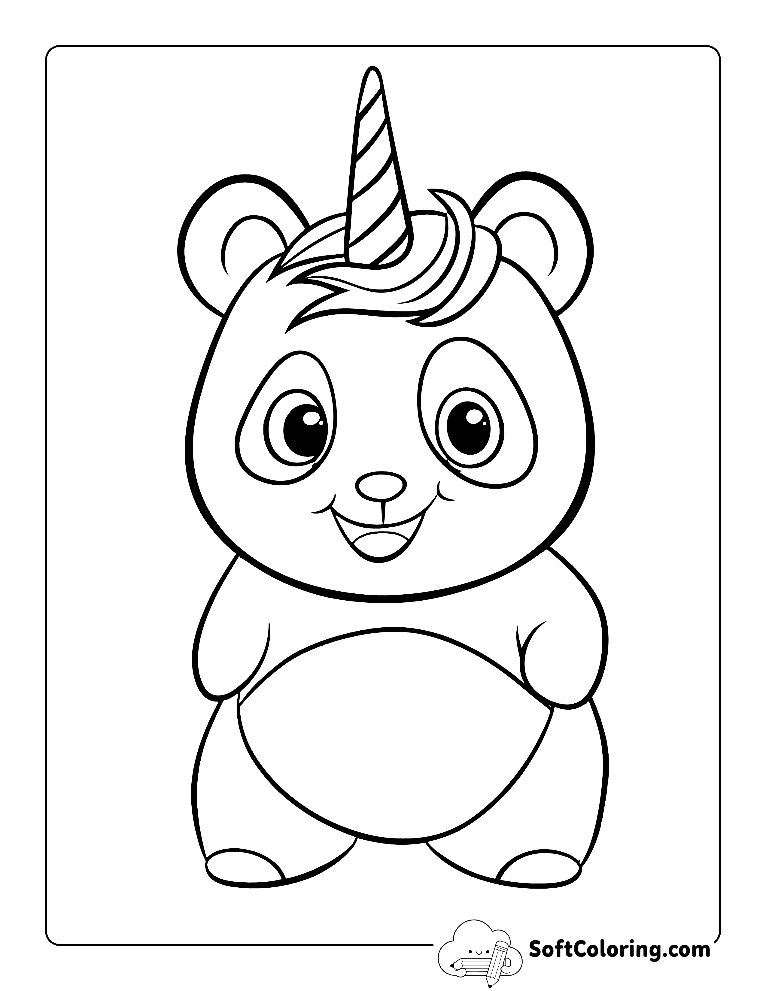 Baby Panda Unicorn Coloring Page