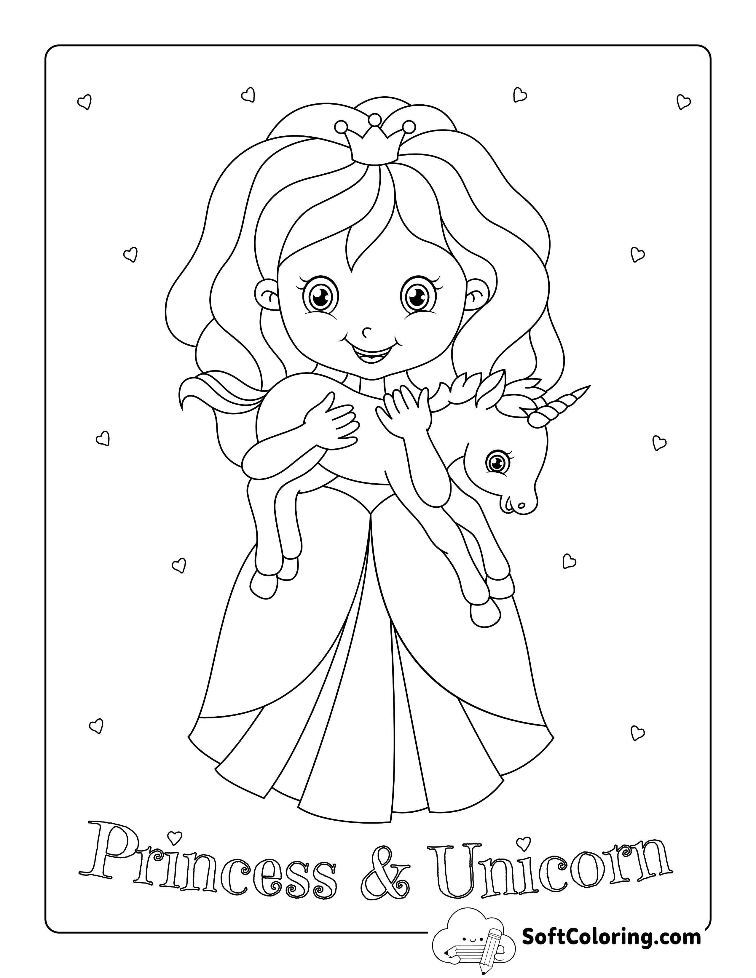 Cute Princess Holding Baby Unicorn