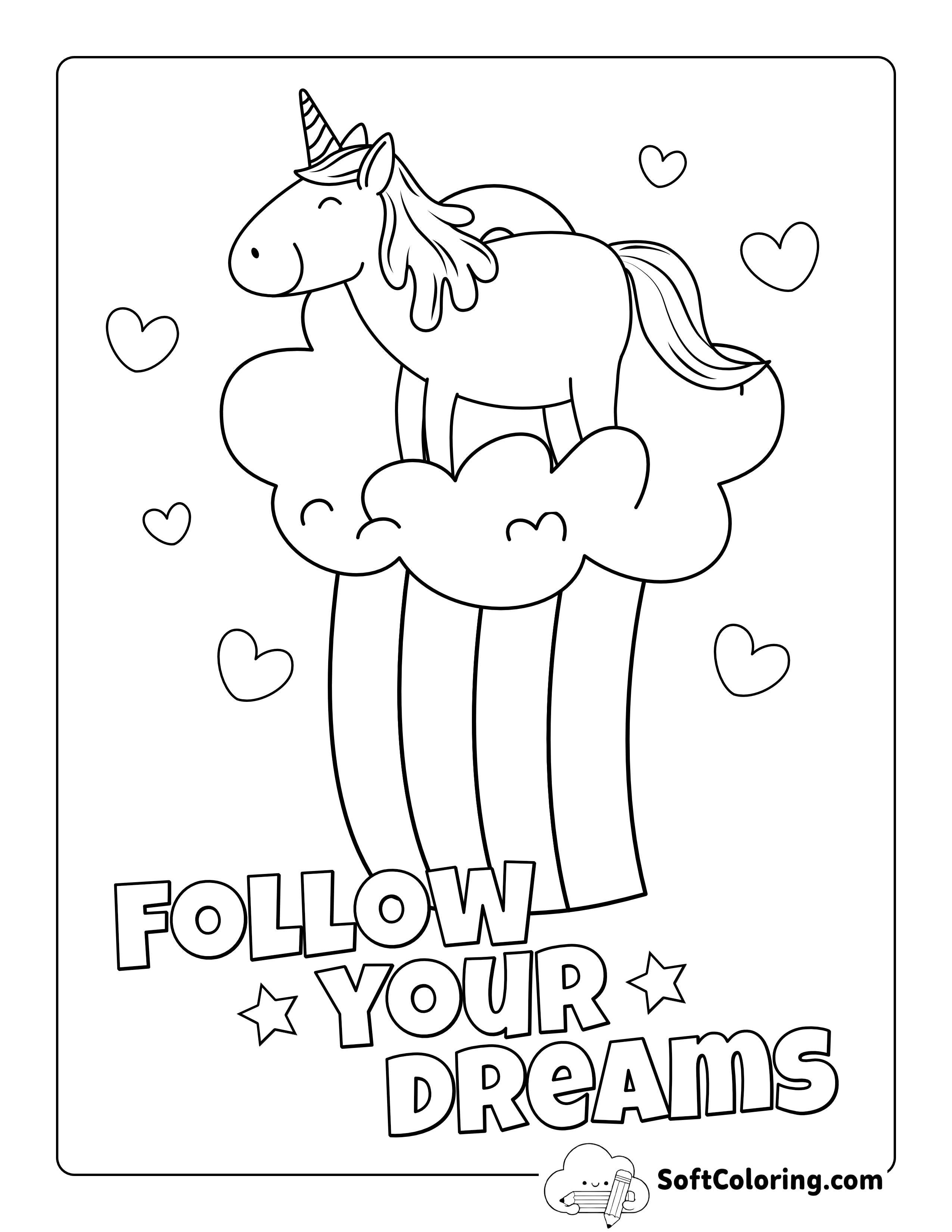 Simple Unicorn on Rainbow Coloring Sheet