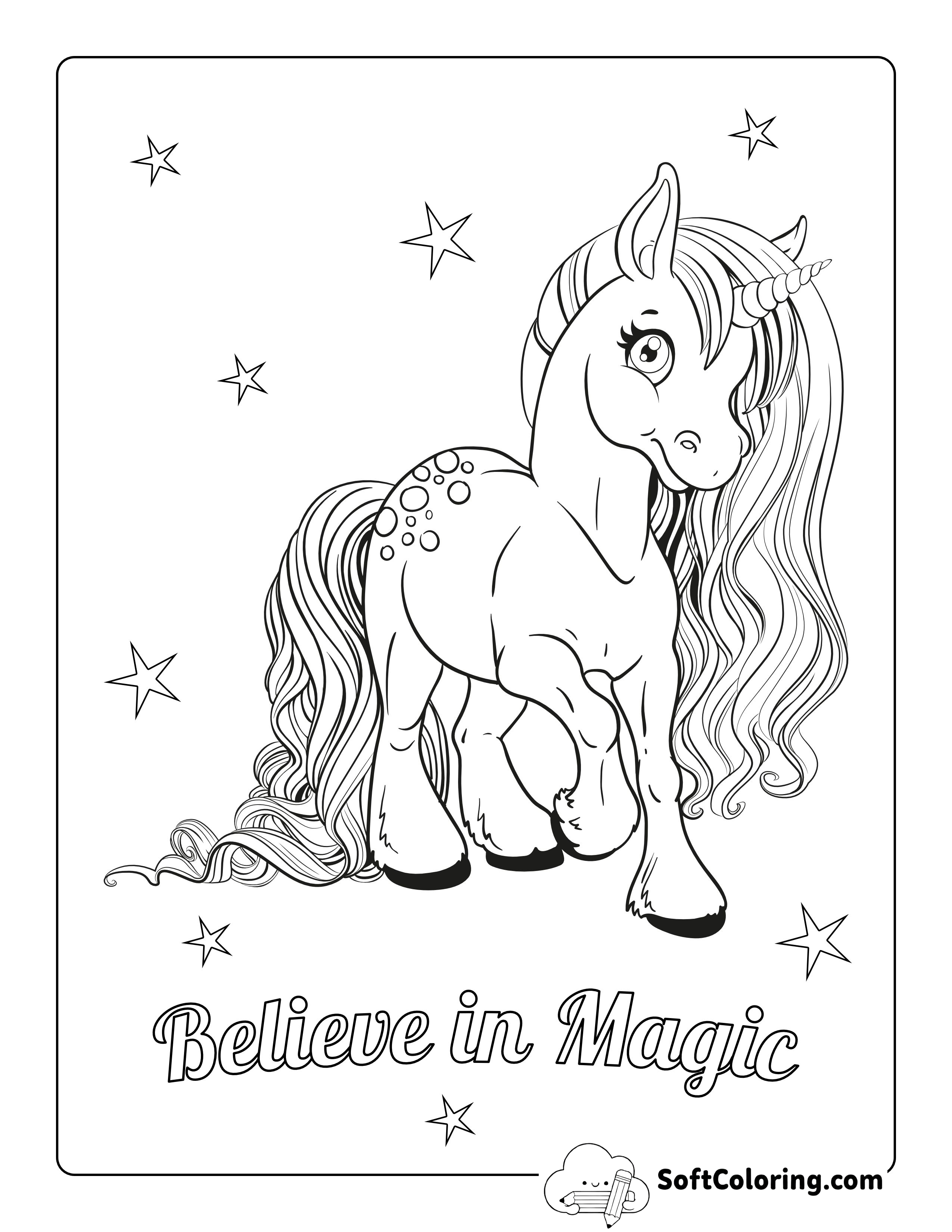 Unicorn with Flowing Mane Coloring Page