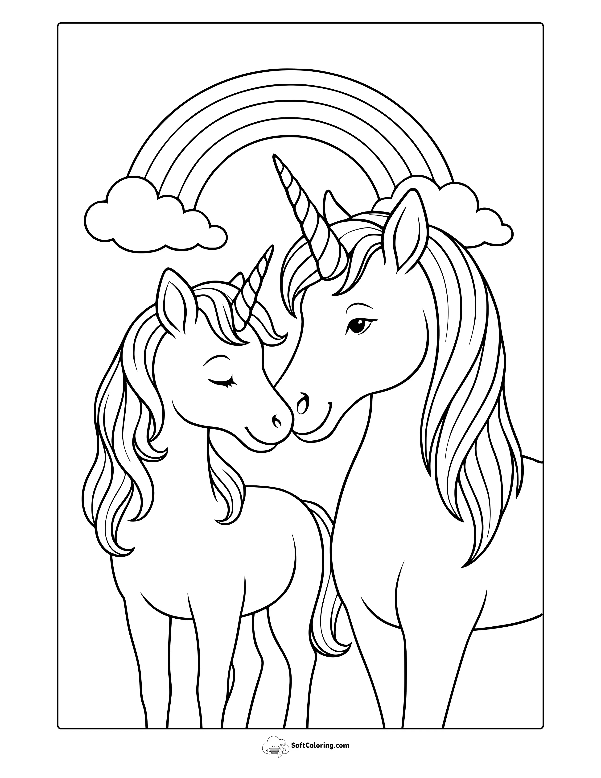 Unicorn Family Coloring Page
