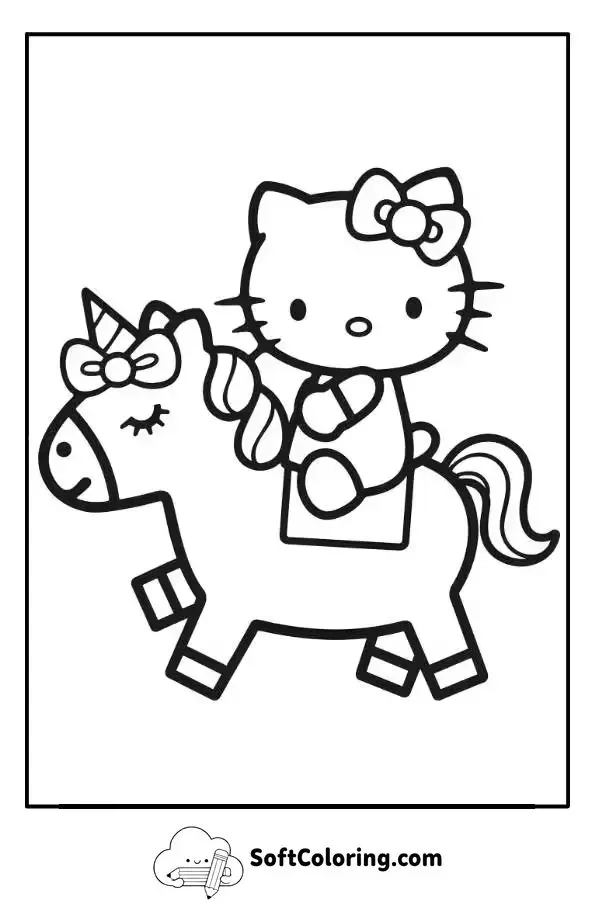 Unicorn Hello Kitty Coloring Page