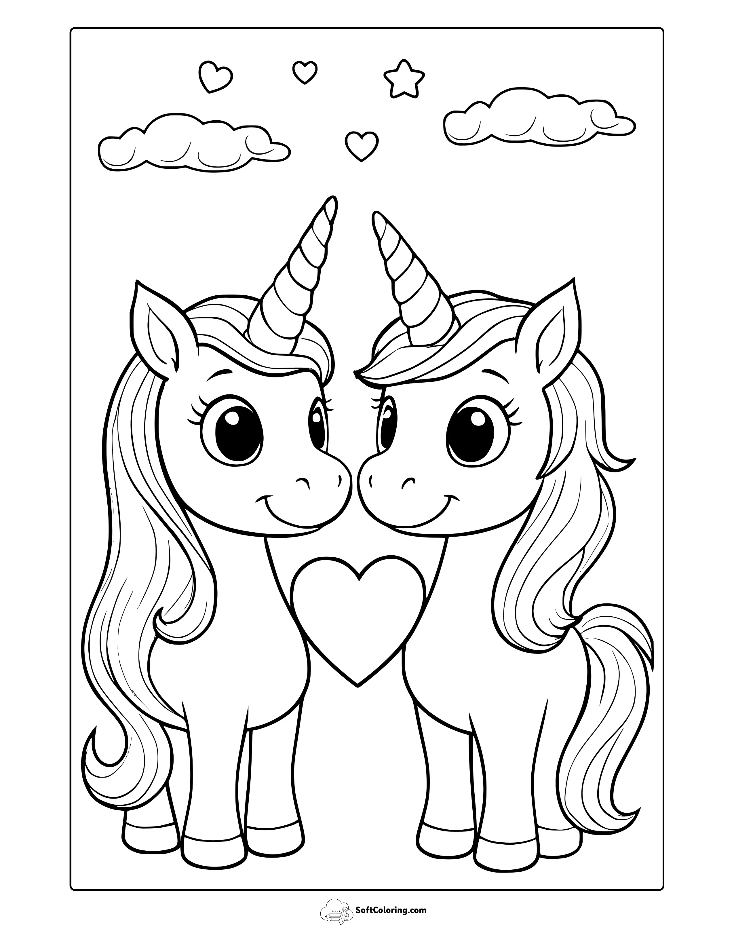 Unicorn Twins Coloring Page