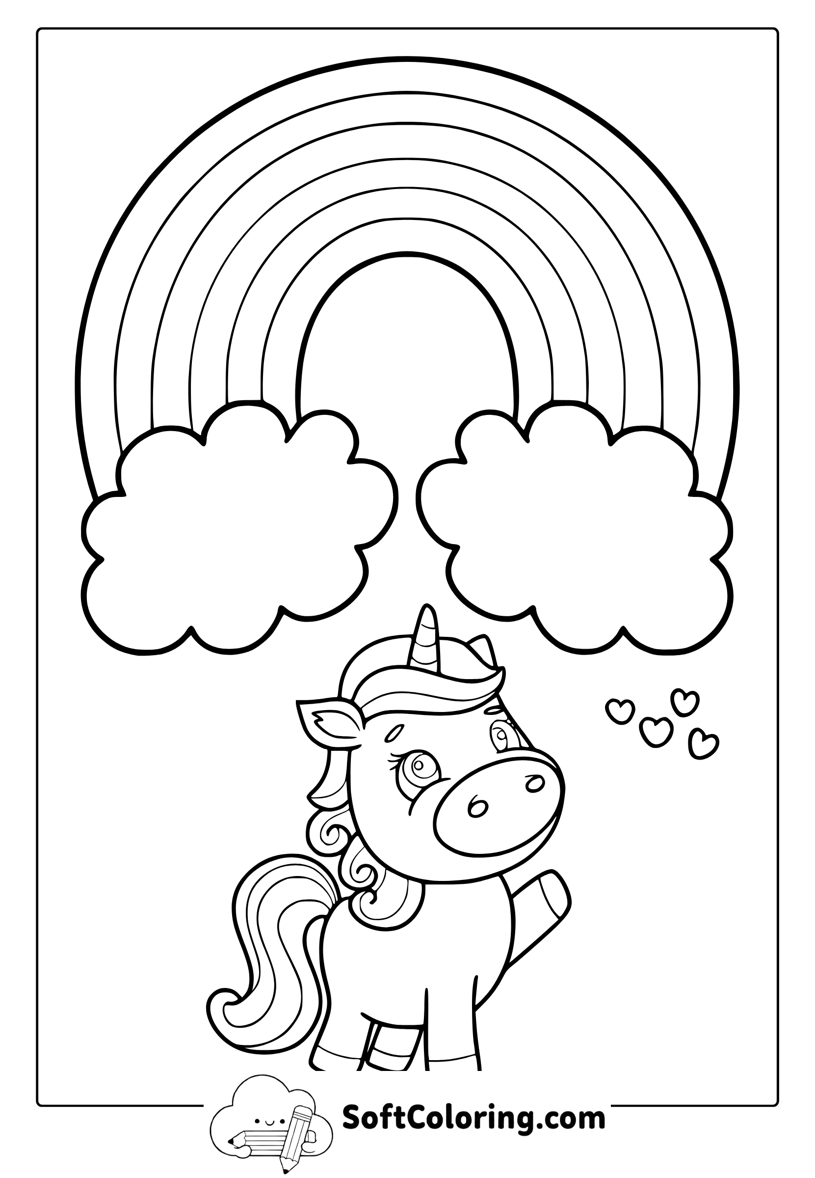 unicorn with rainbow coloring page