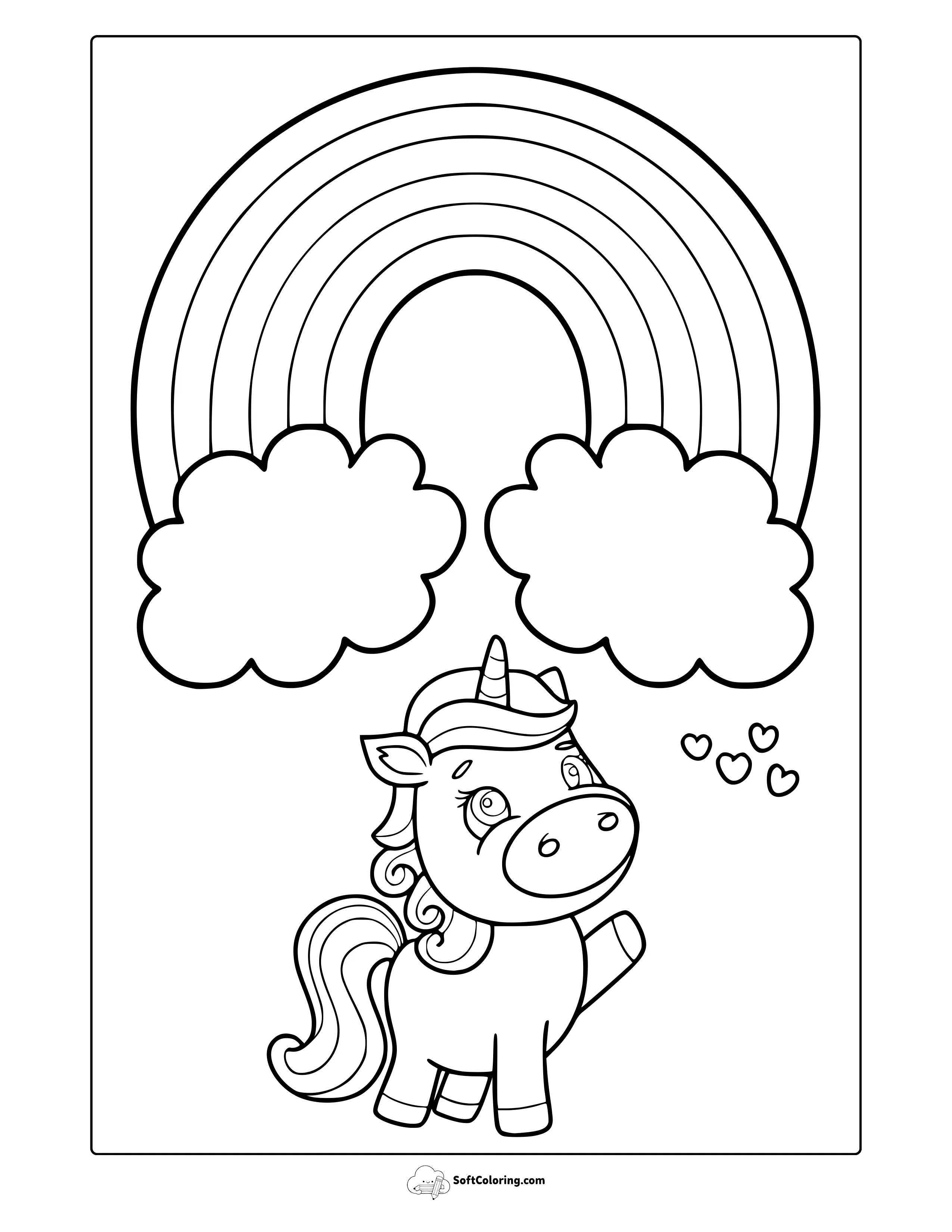 Unicorn With Rainbow Coloring Page