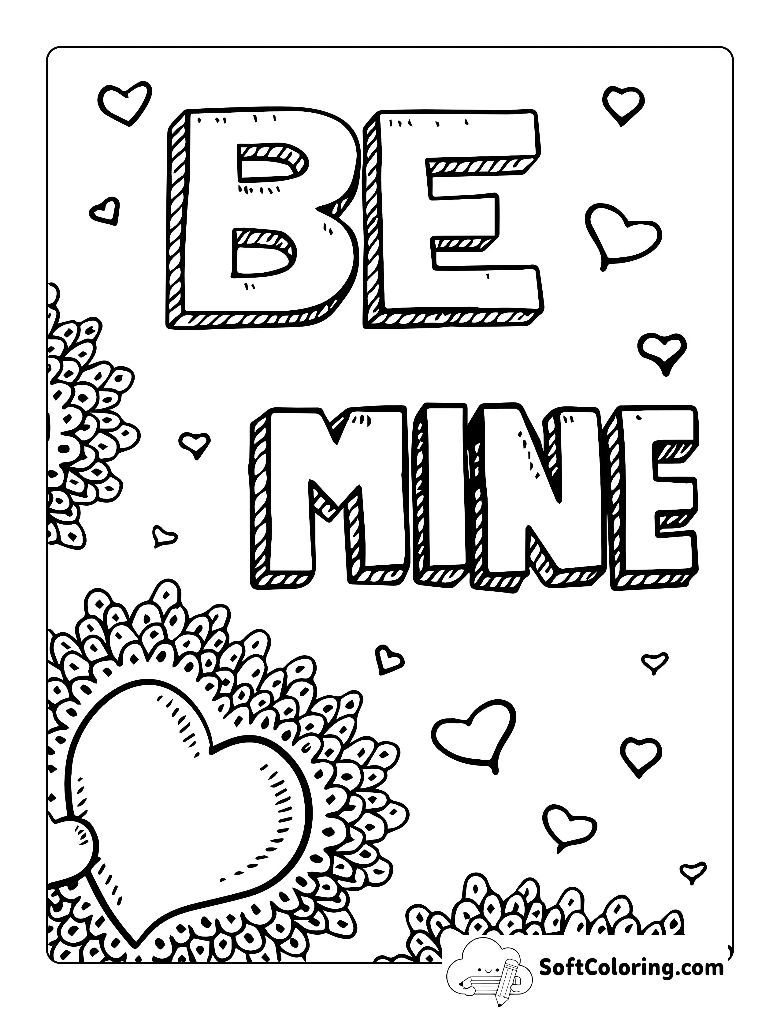 "Be Mine" Heart Doodle For Teens