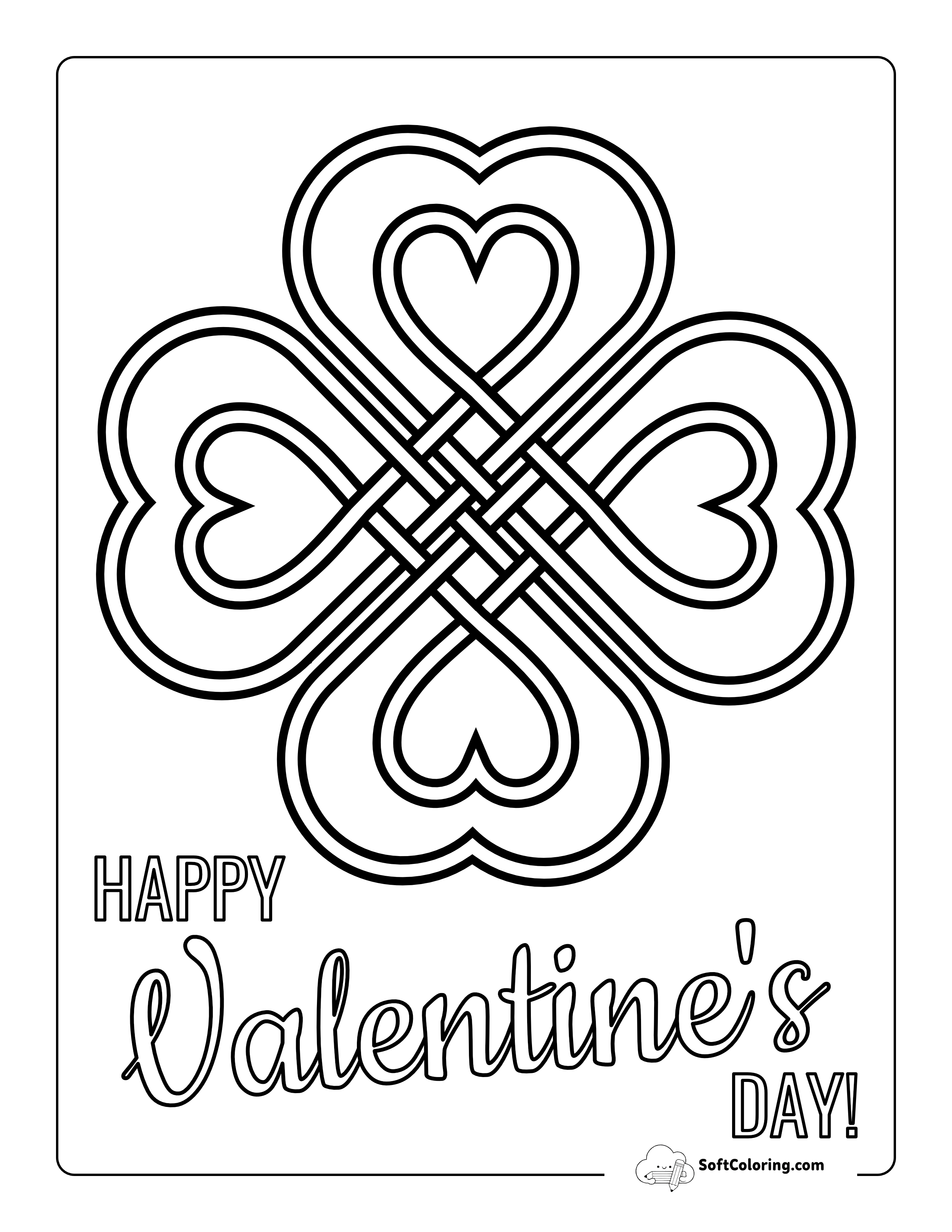 Celtic Knotted Hearts Coloring Page