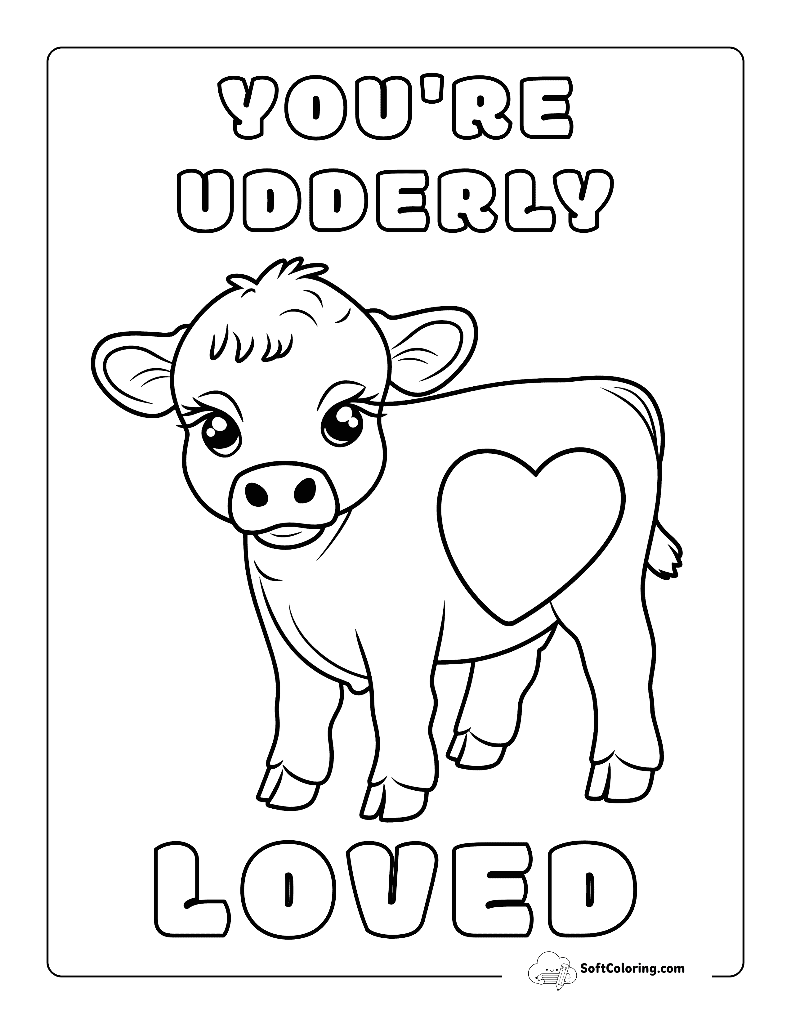Cute Cow Pun Love Coloring Sheet