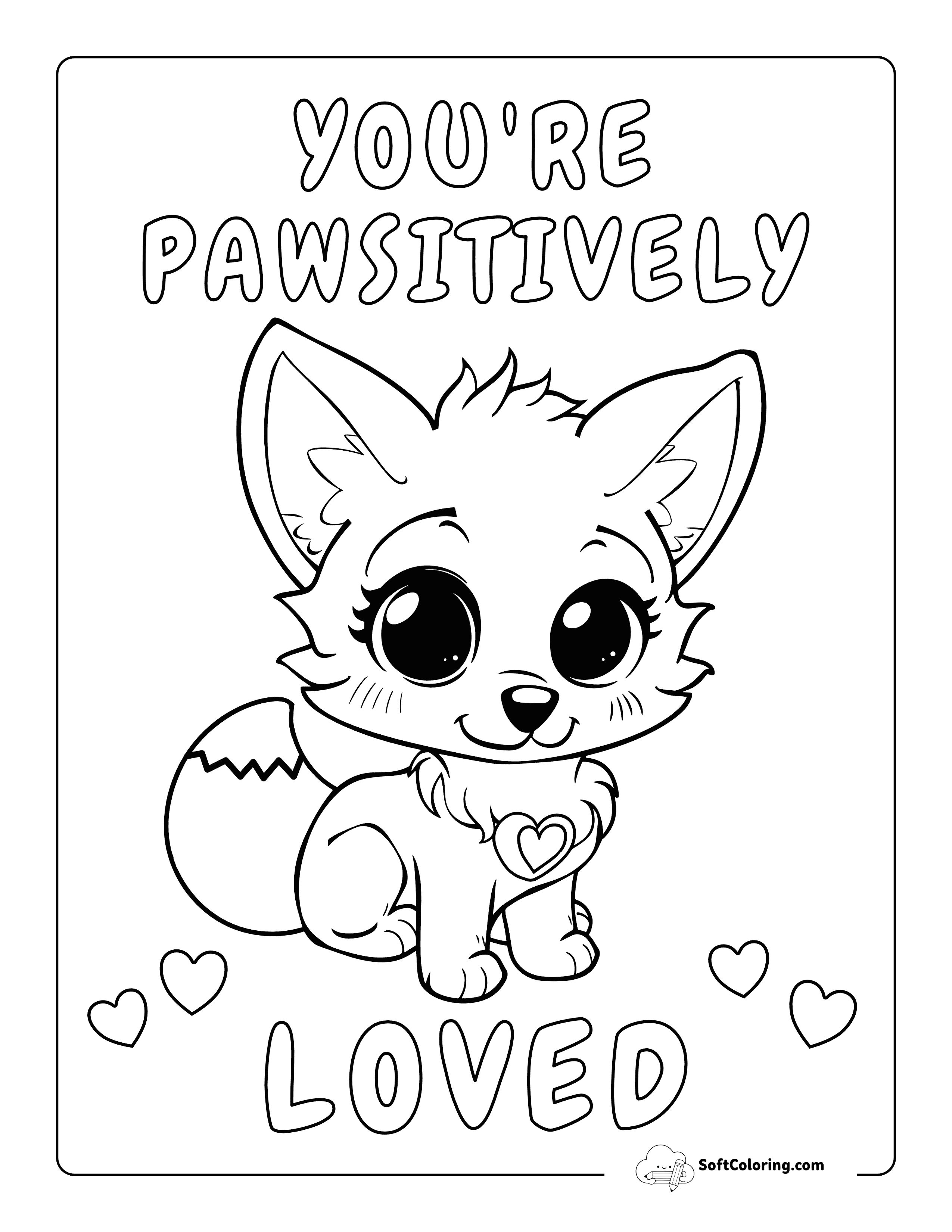 Fox Valentine Coloring Sheet
