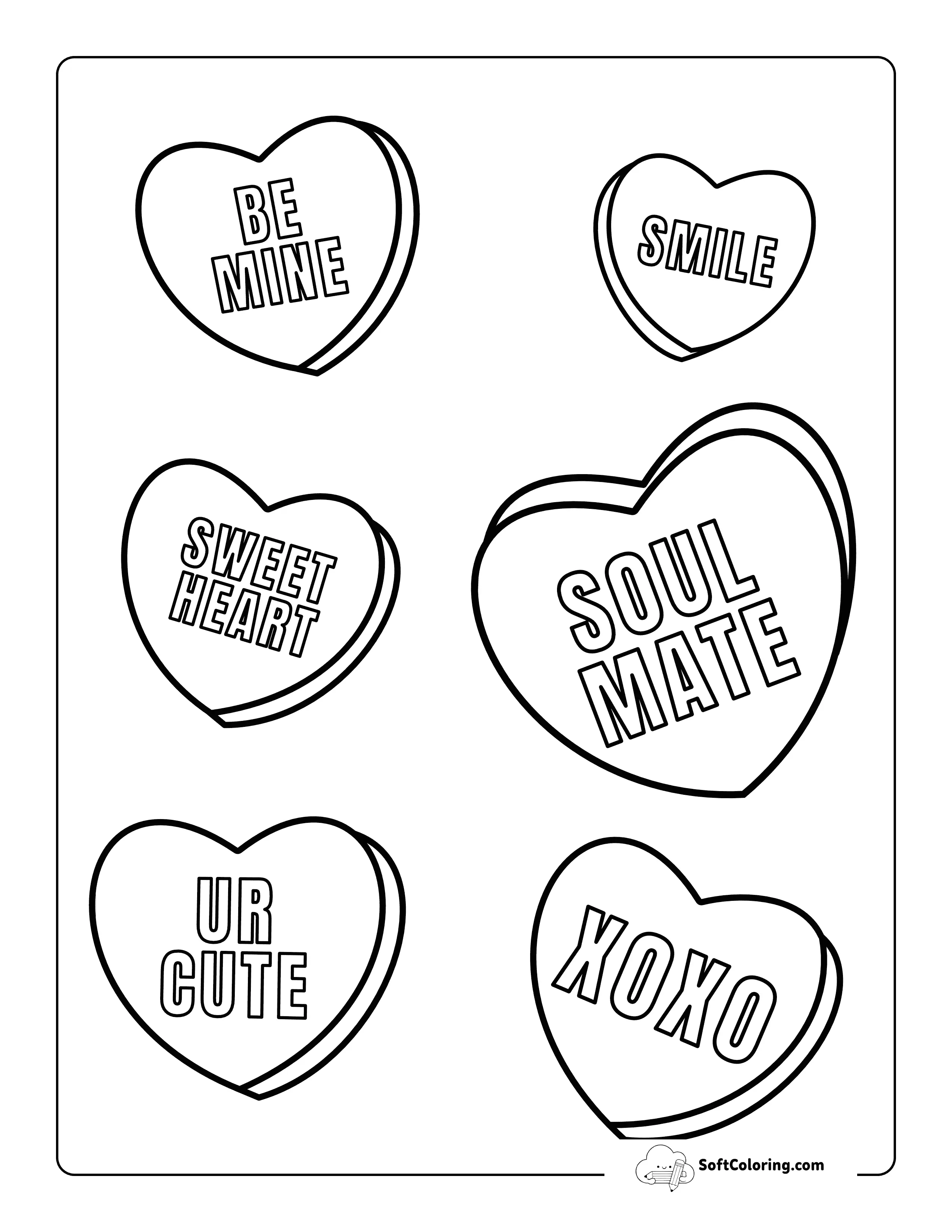 Sweet Heart Candy Coloring Sheet
