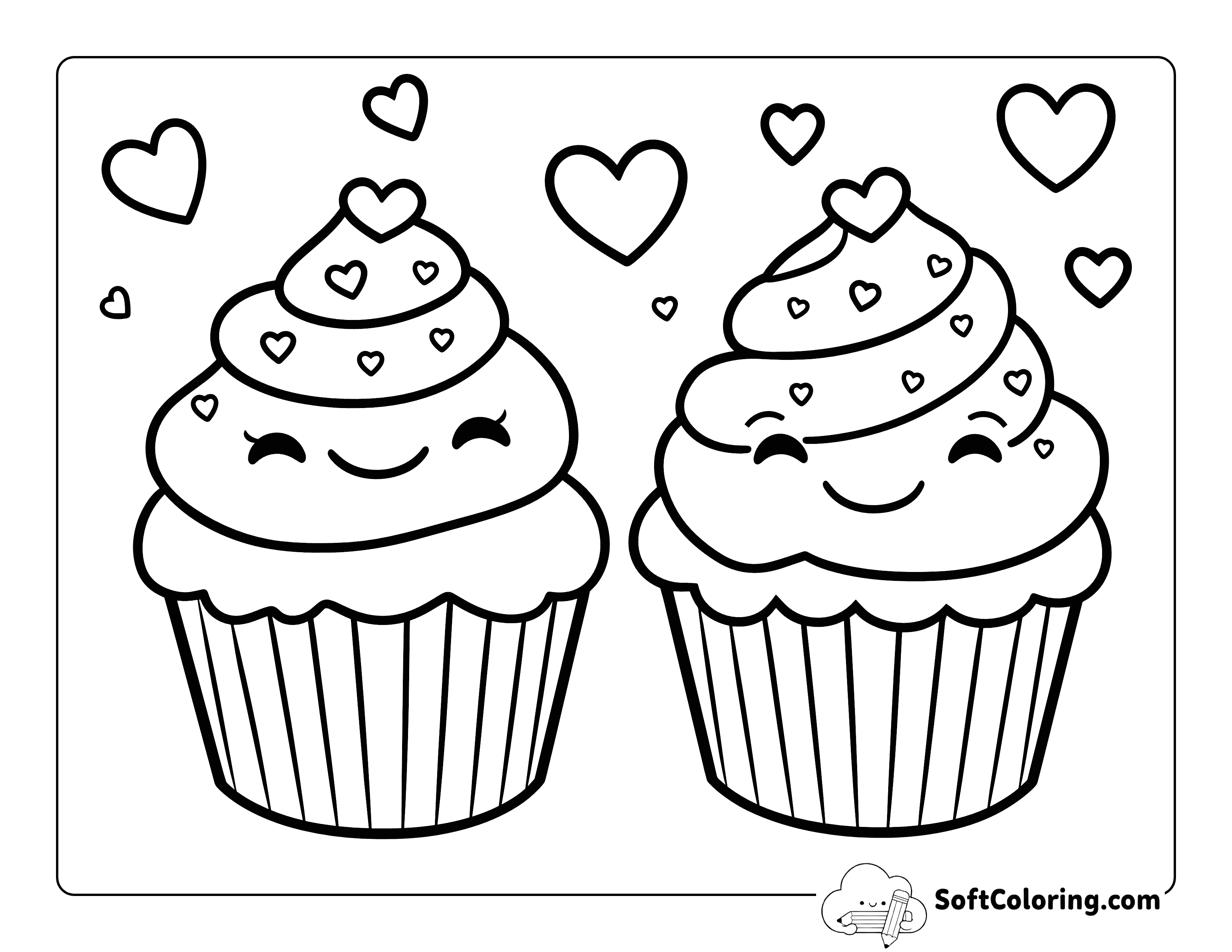 Valentine's Day Cupcakes Picture to Color