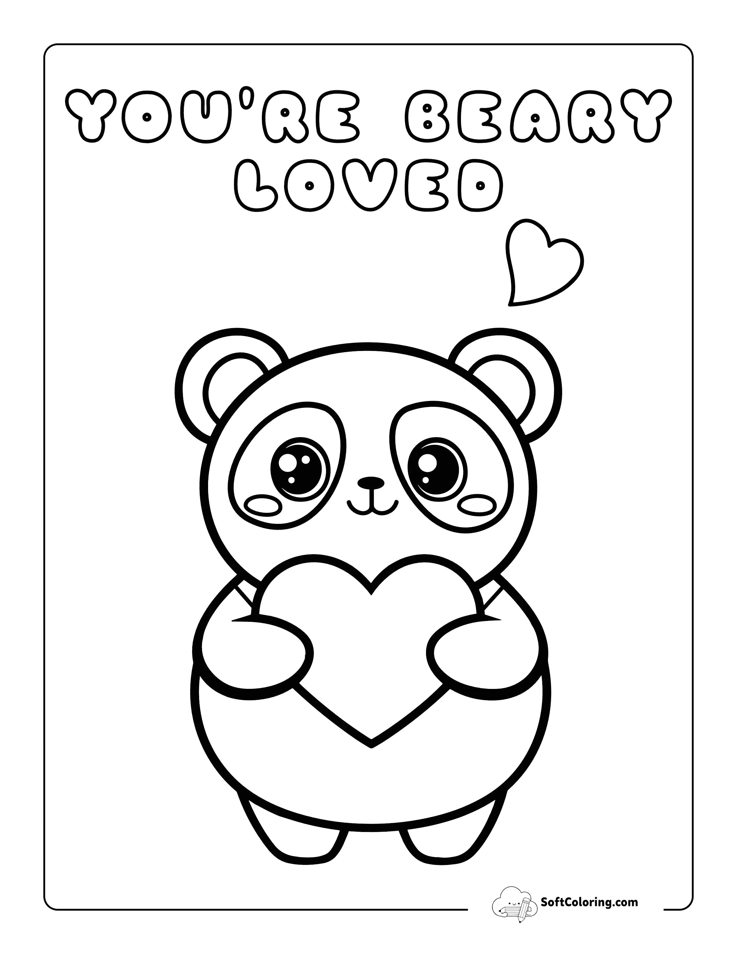 Cute Panda Valentine To Color