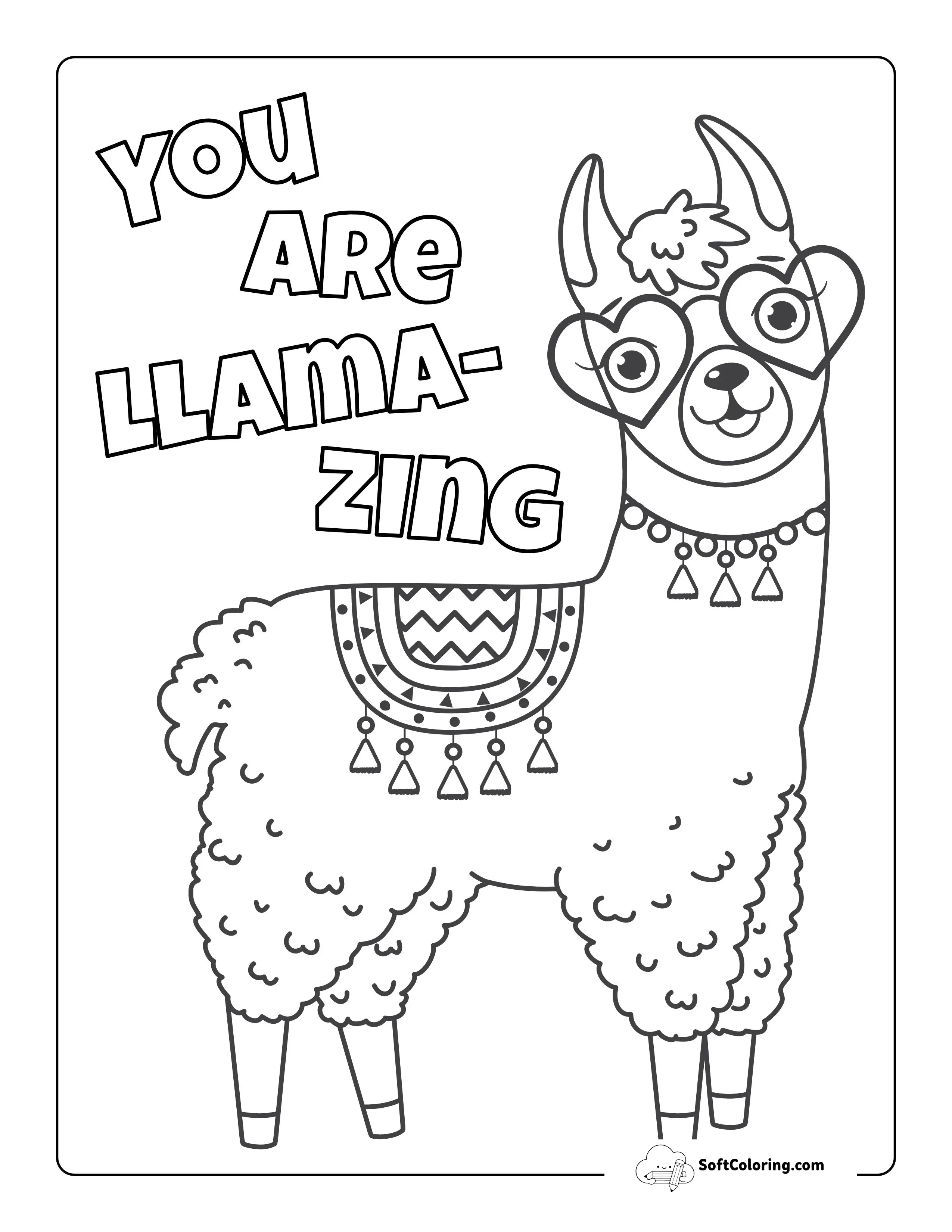 "You Are Llamazing" Love Picture To Color