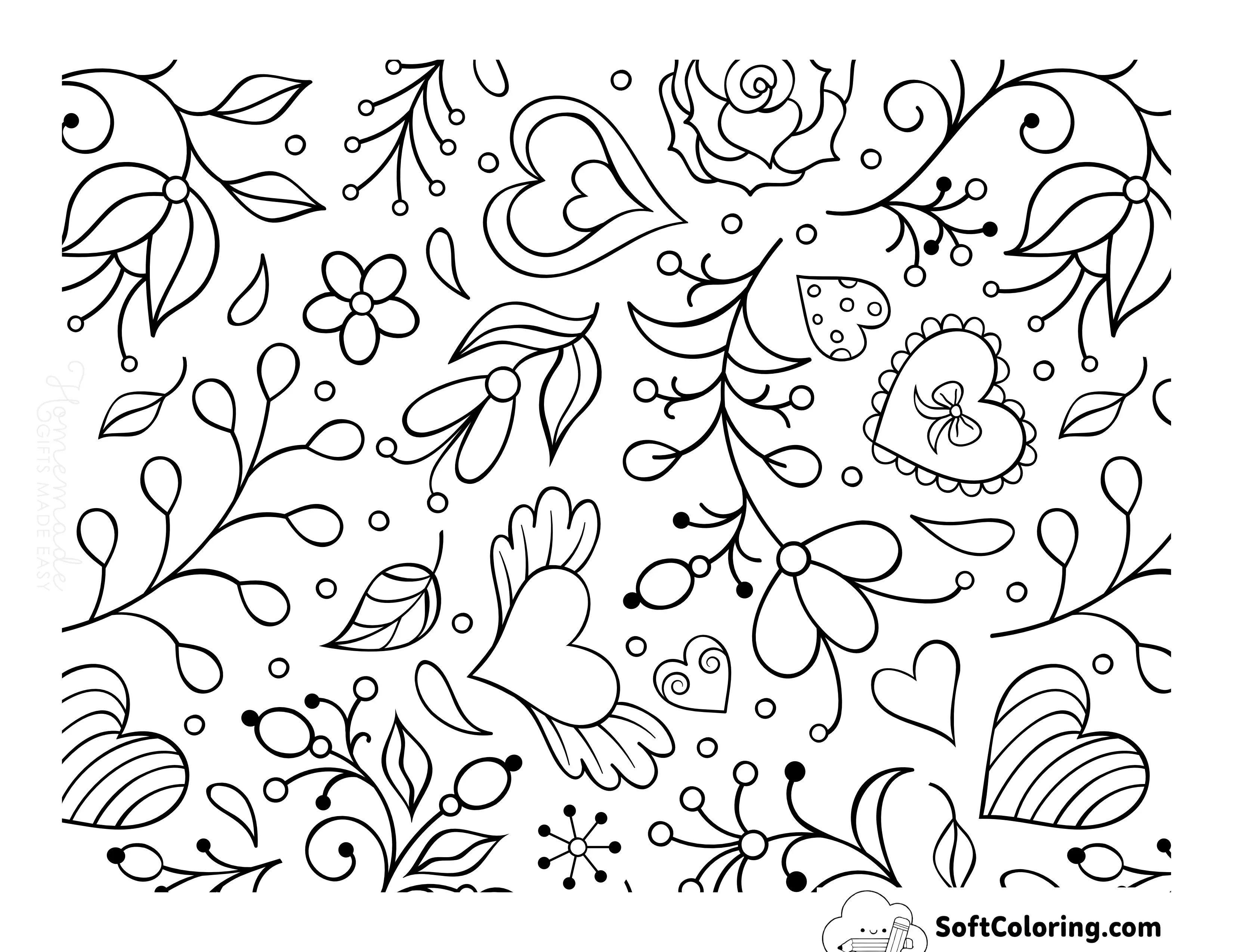 Hearts & Flowers Doodle For Teens