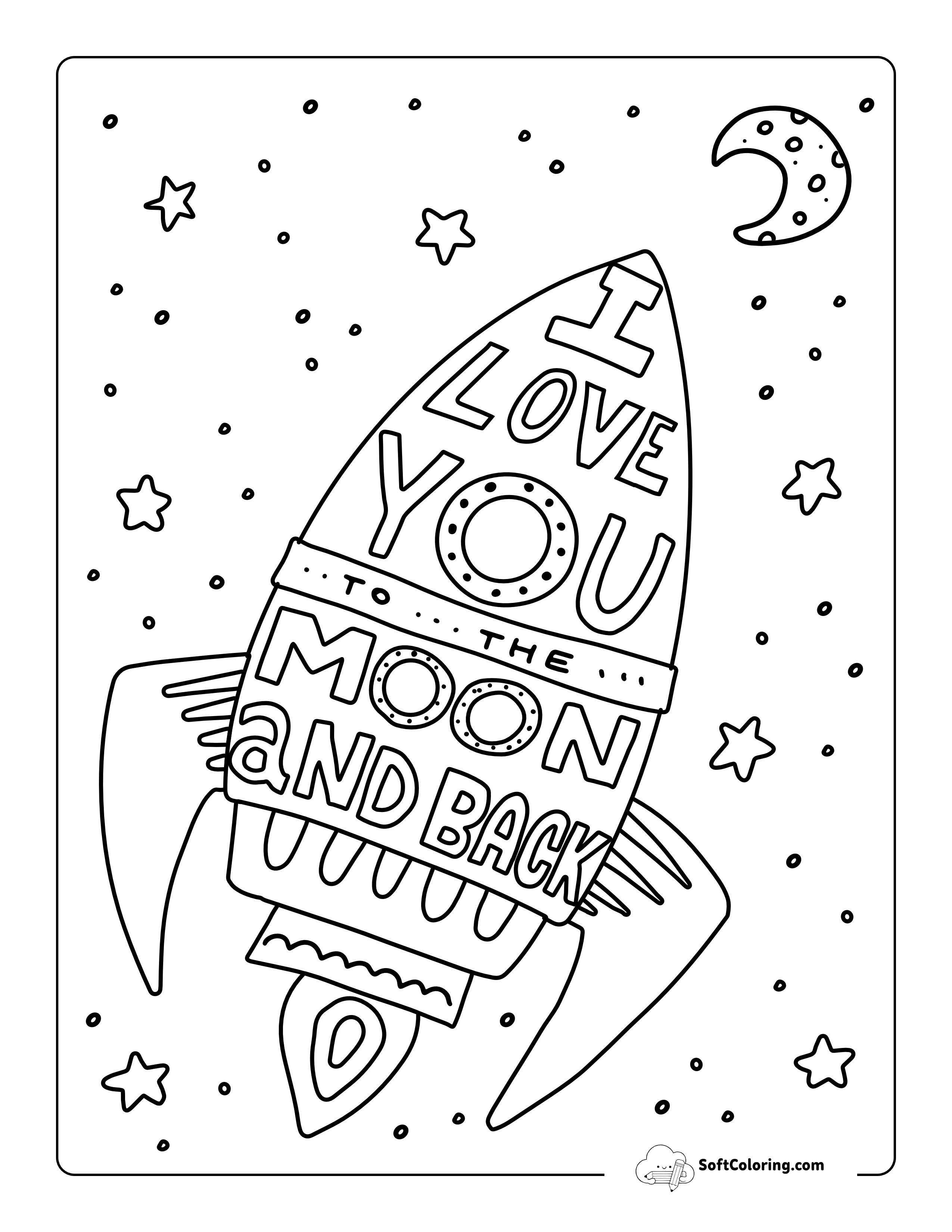Rocket Valentine's Day Coloring Page