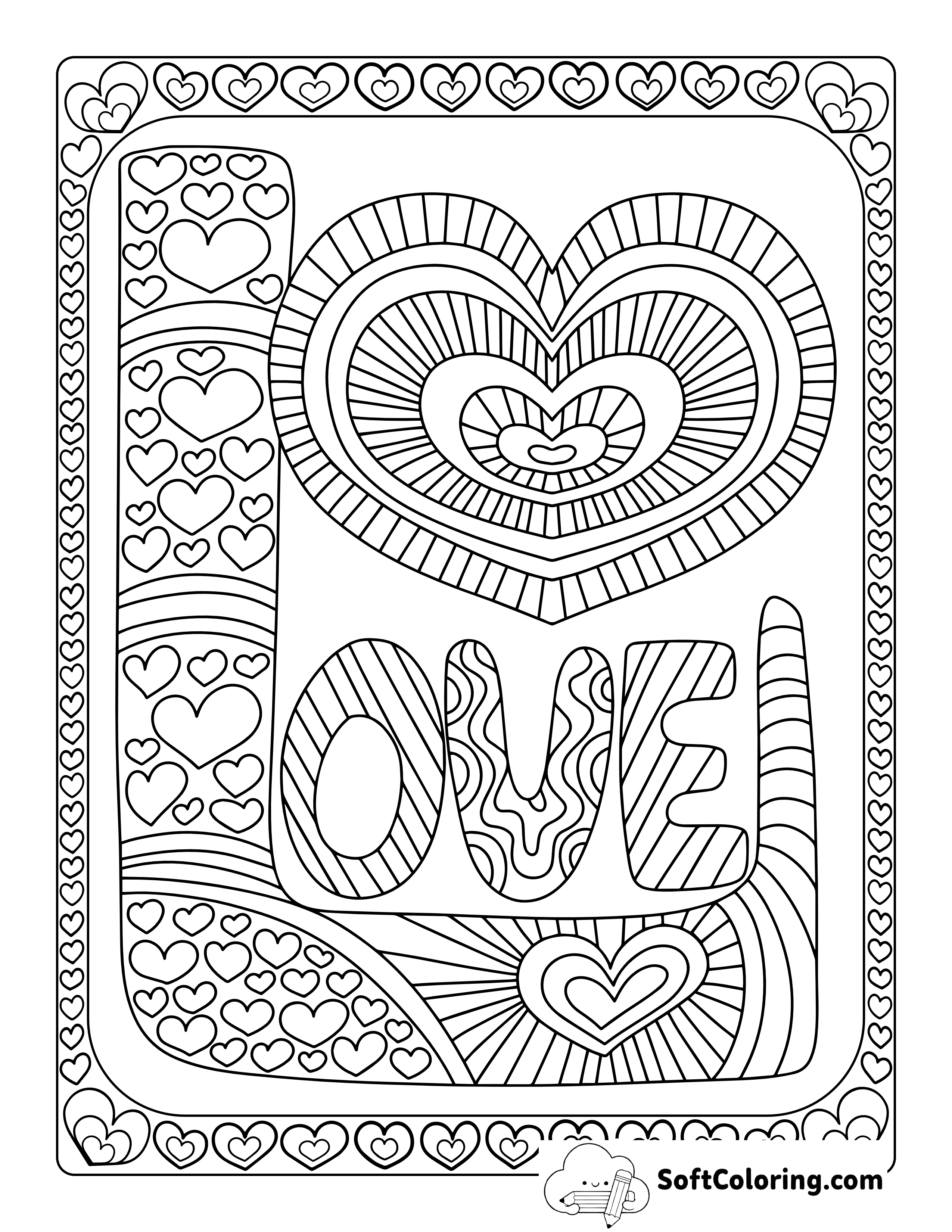"Love" Word Art Coloring Page