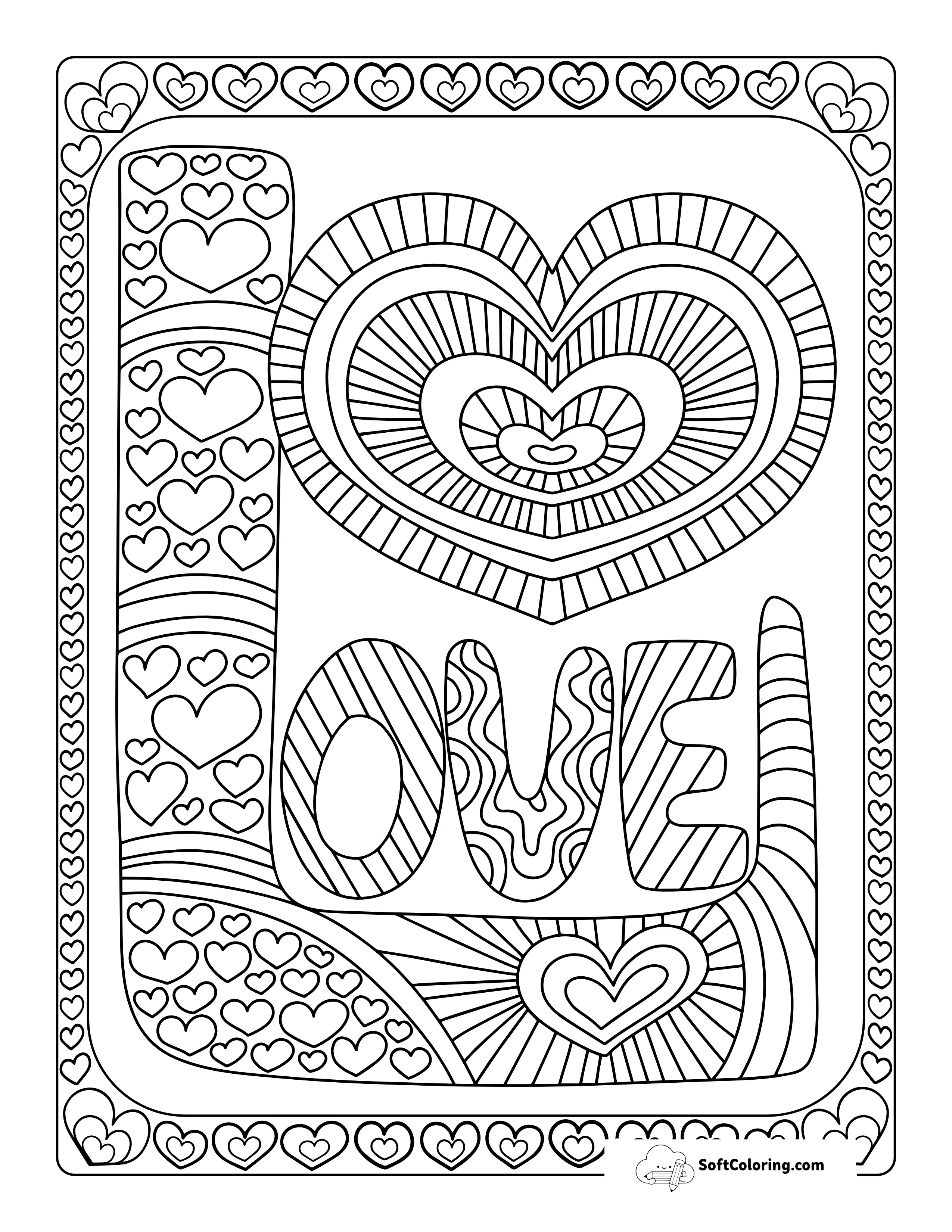 "Love" Word Art Coloring Page