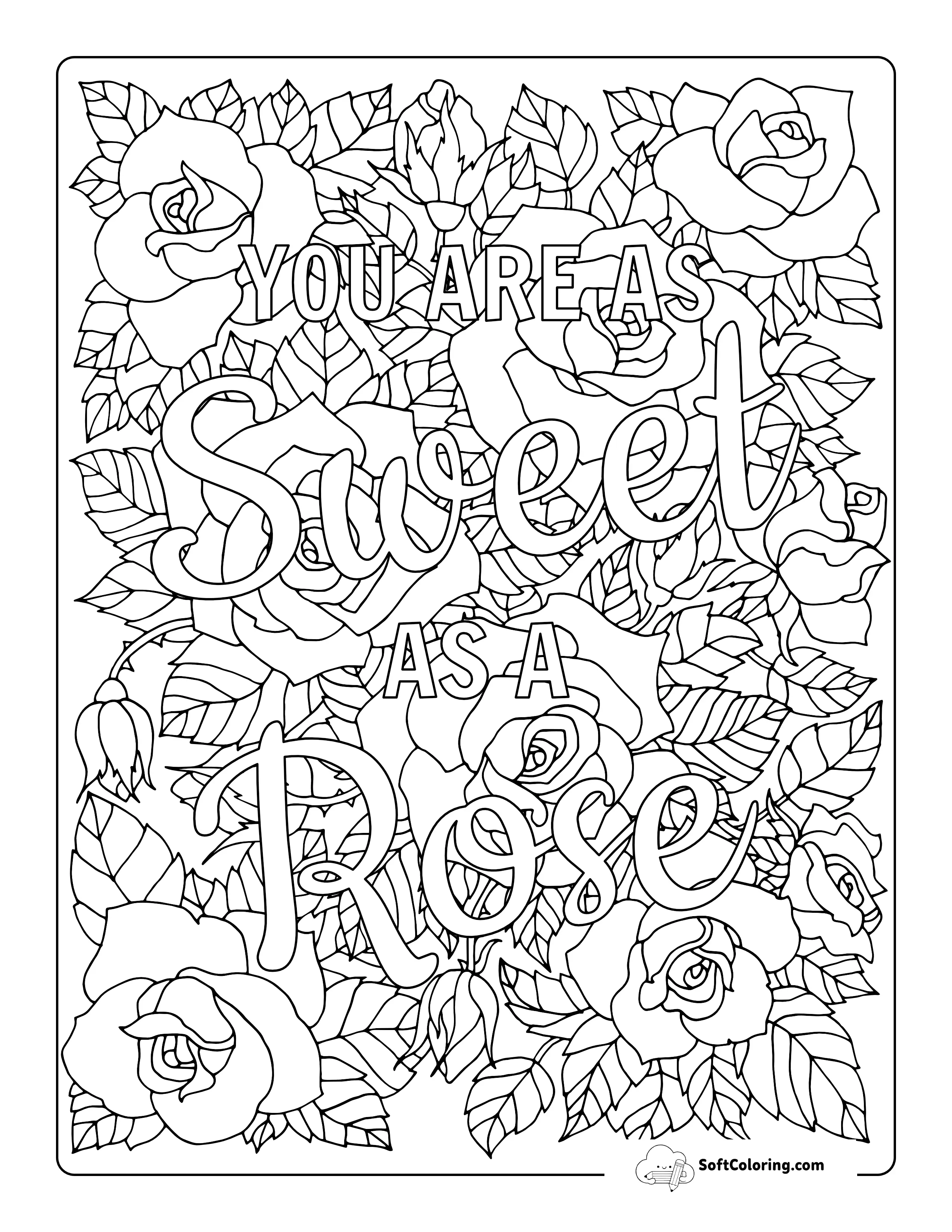 Roses Coloring Sheet For Adults