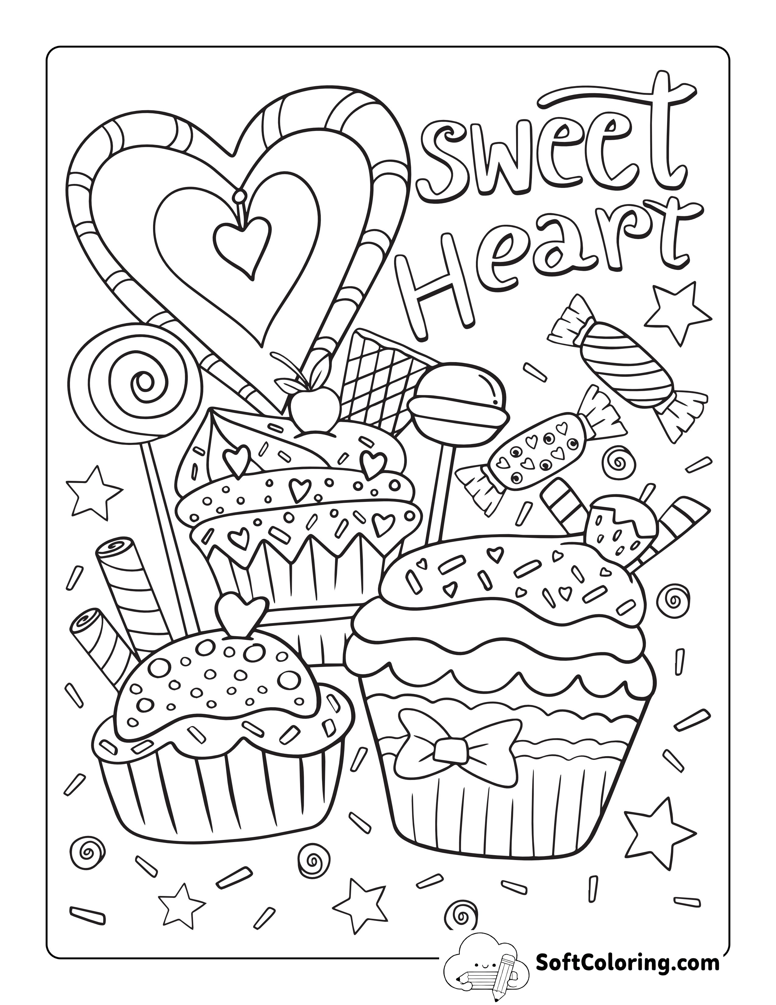 "Sweet Heart" Valentine's Day Food Coloring Page