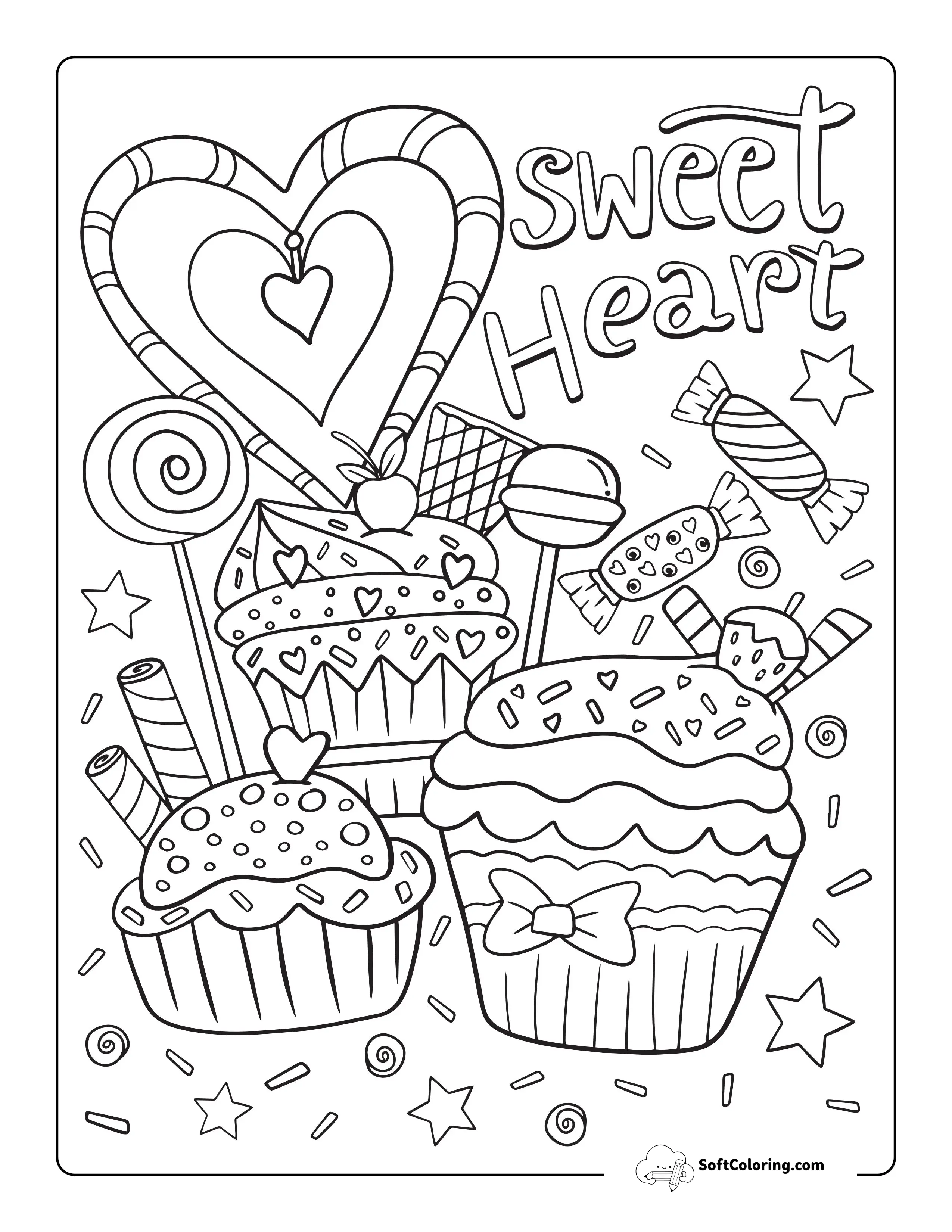 "Sweet Heart" Valentine's Day Food Coloring Page