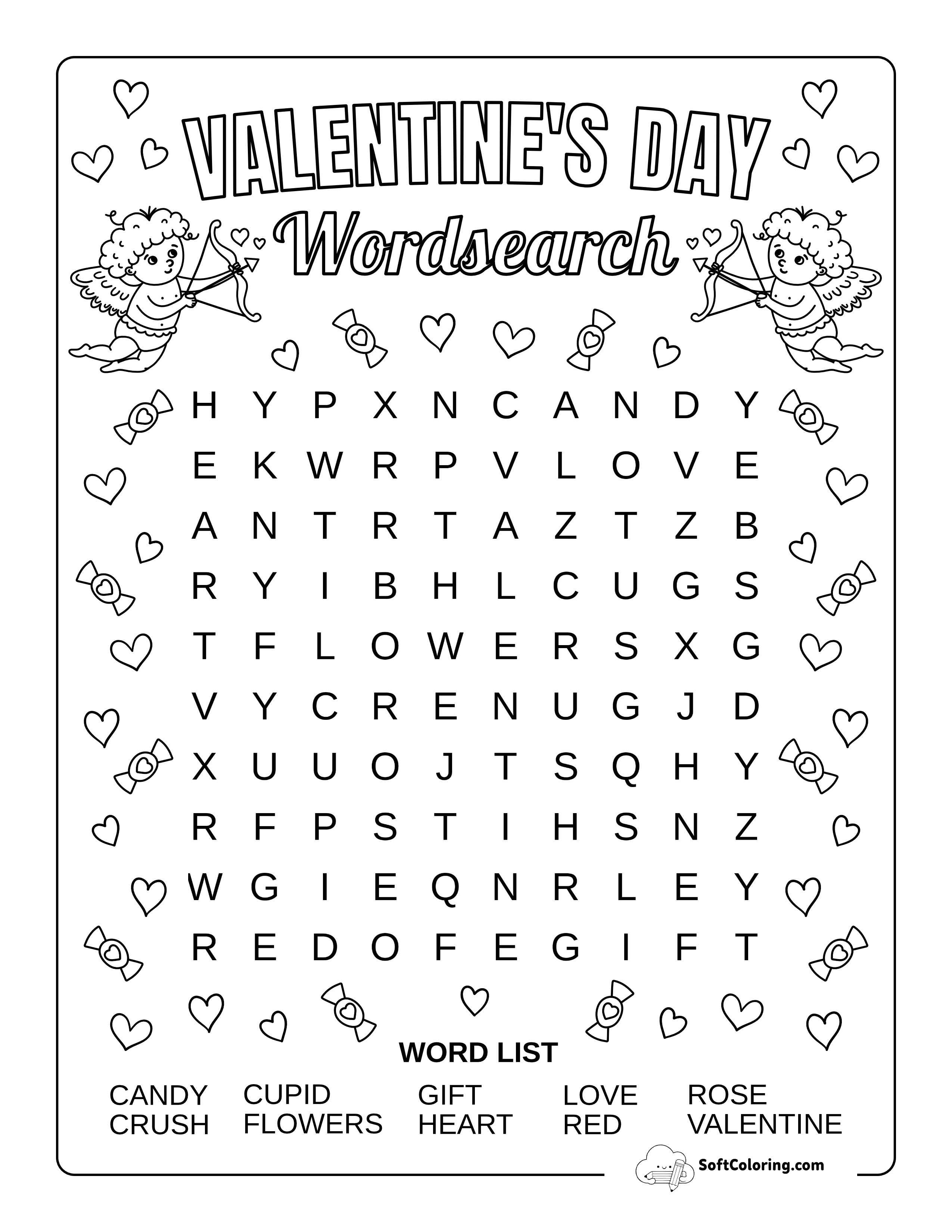 Easy Valentine's Day Word Search