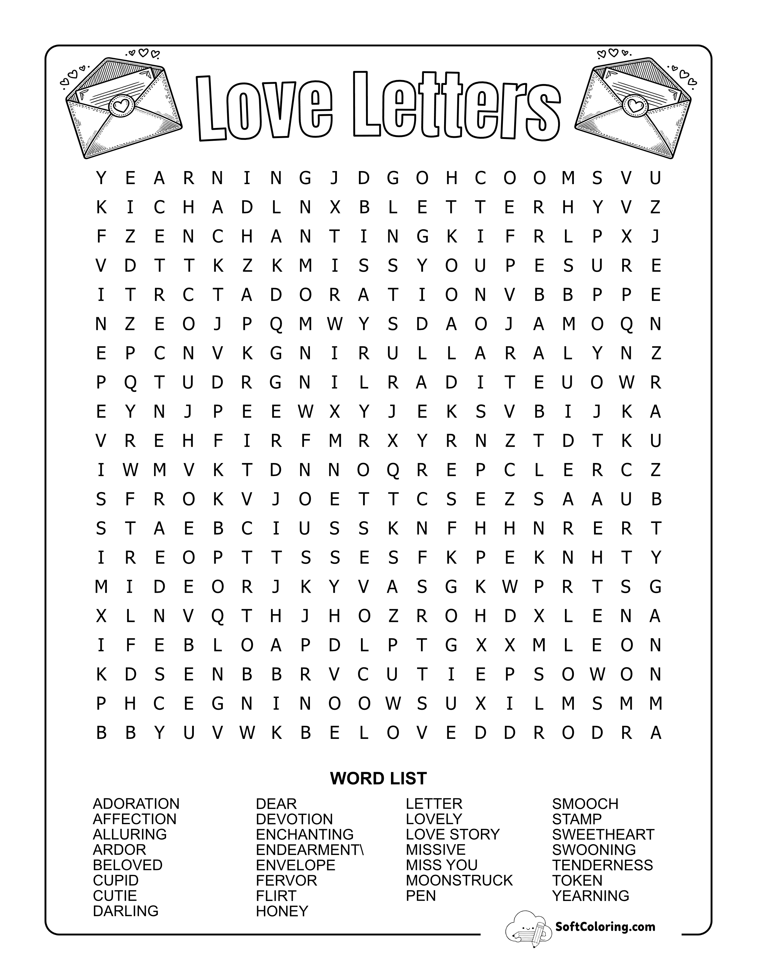 Hard Love Letters Word Search