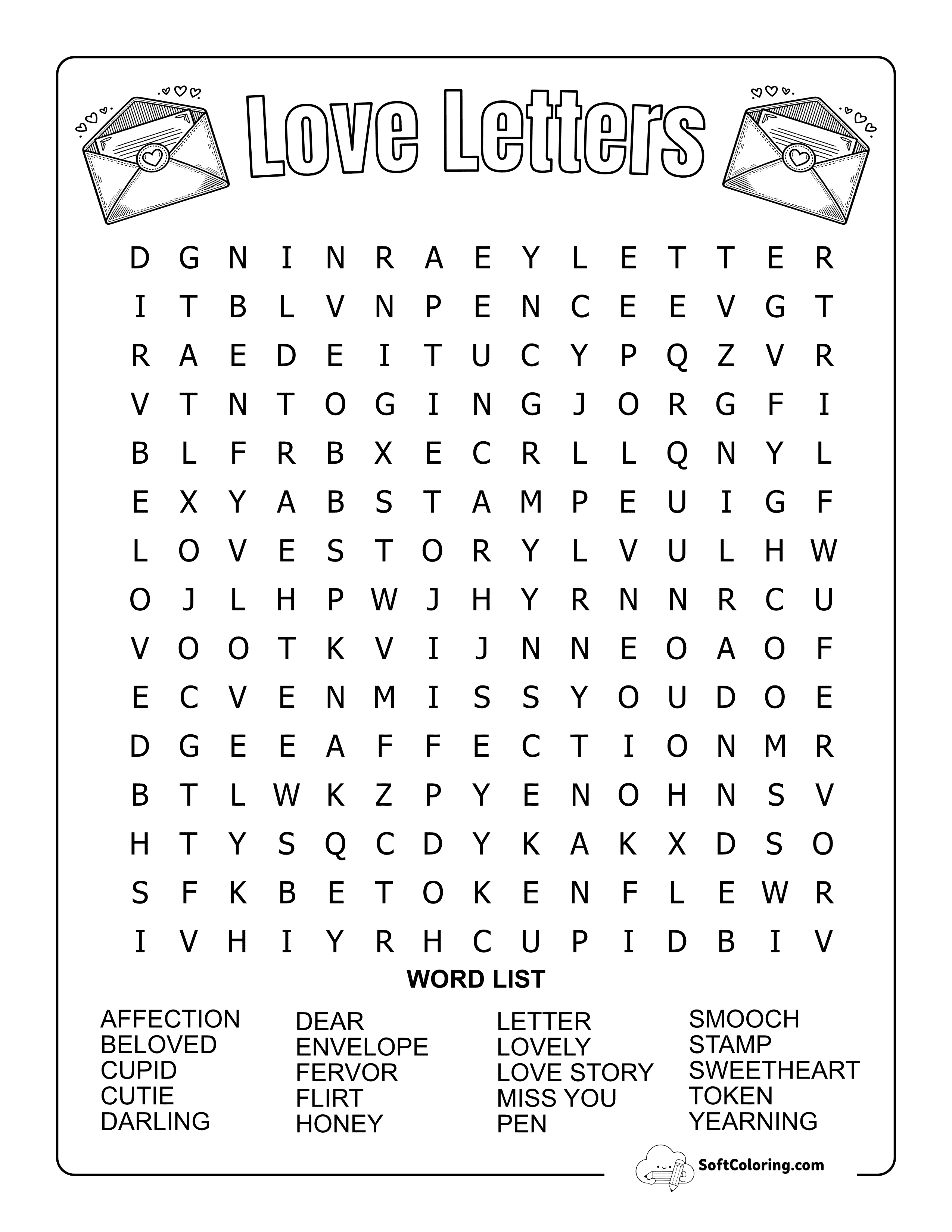 Medium Love Letters Word Search