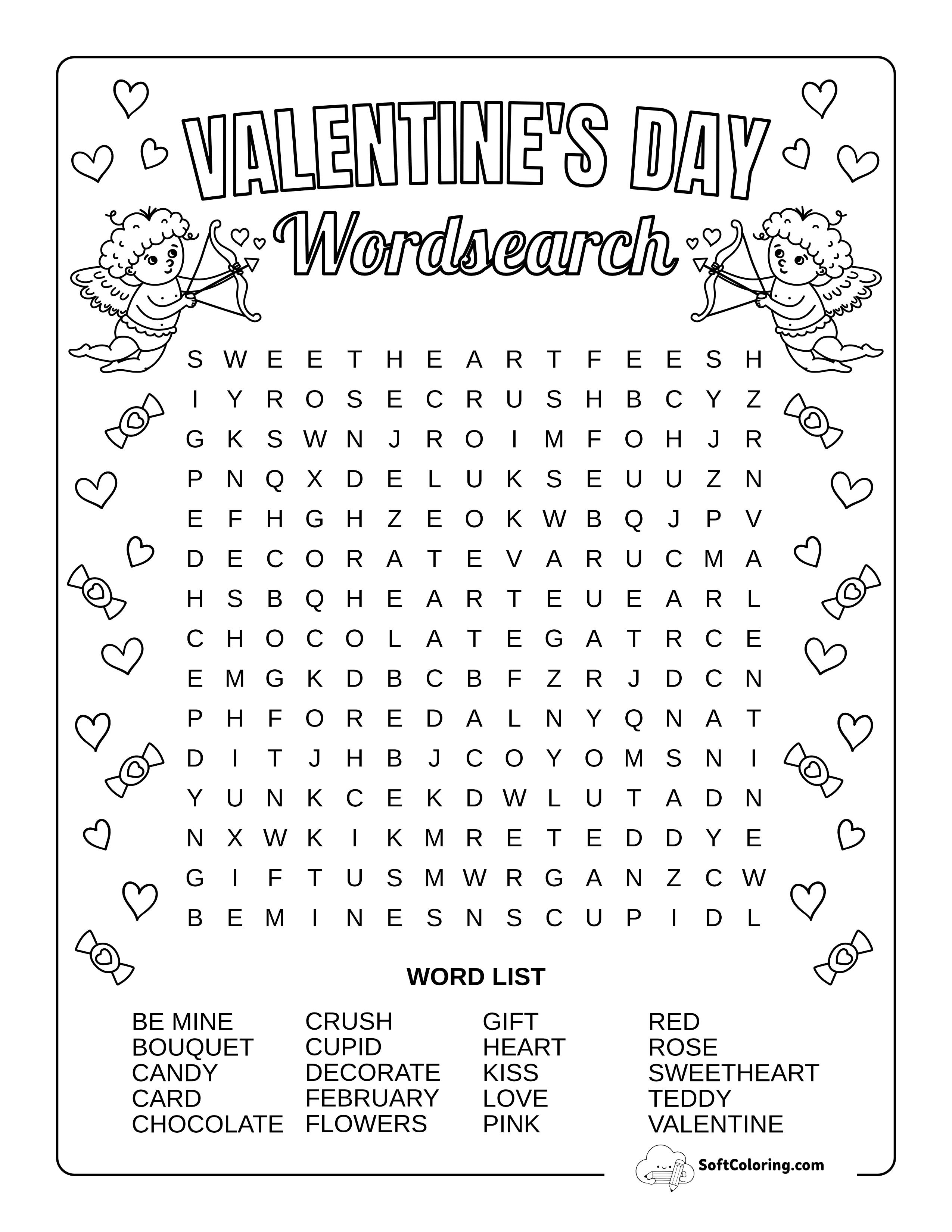 Medium Valentine's Day Word Search