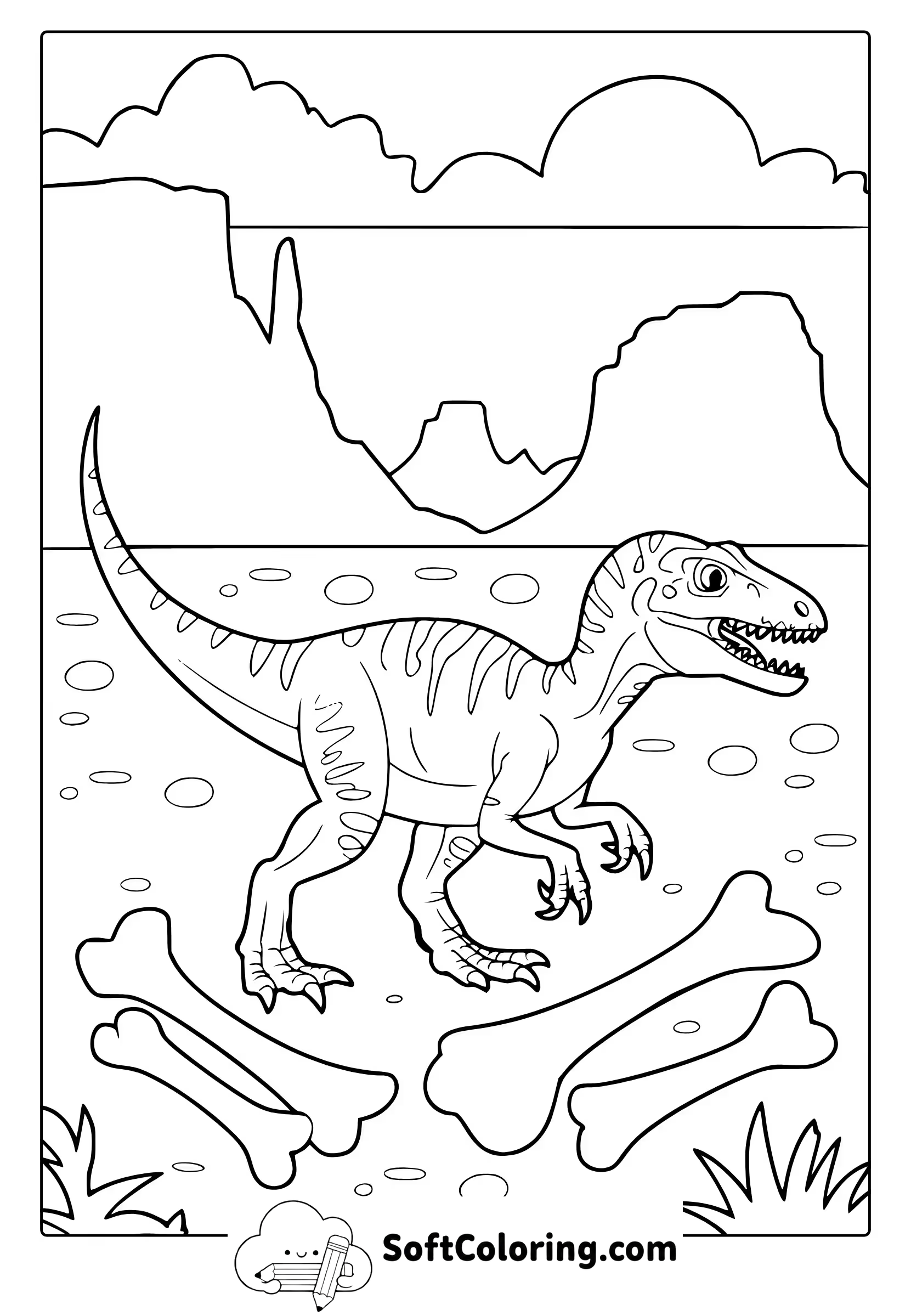 velociraptor dinosaur coloring page