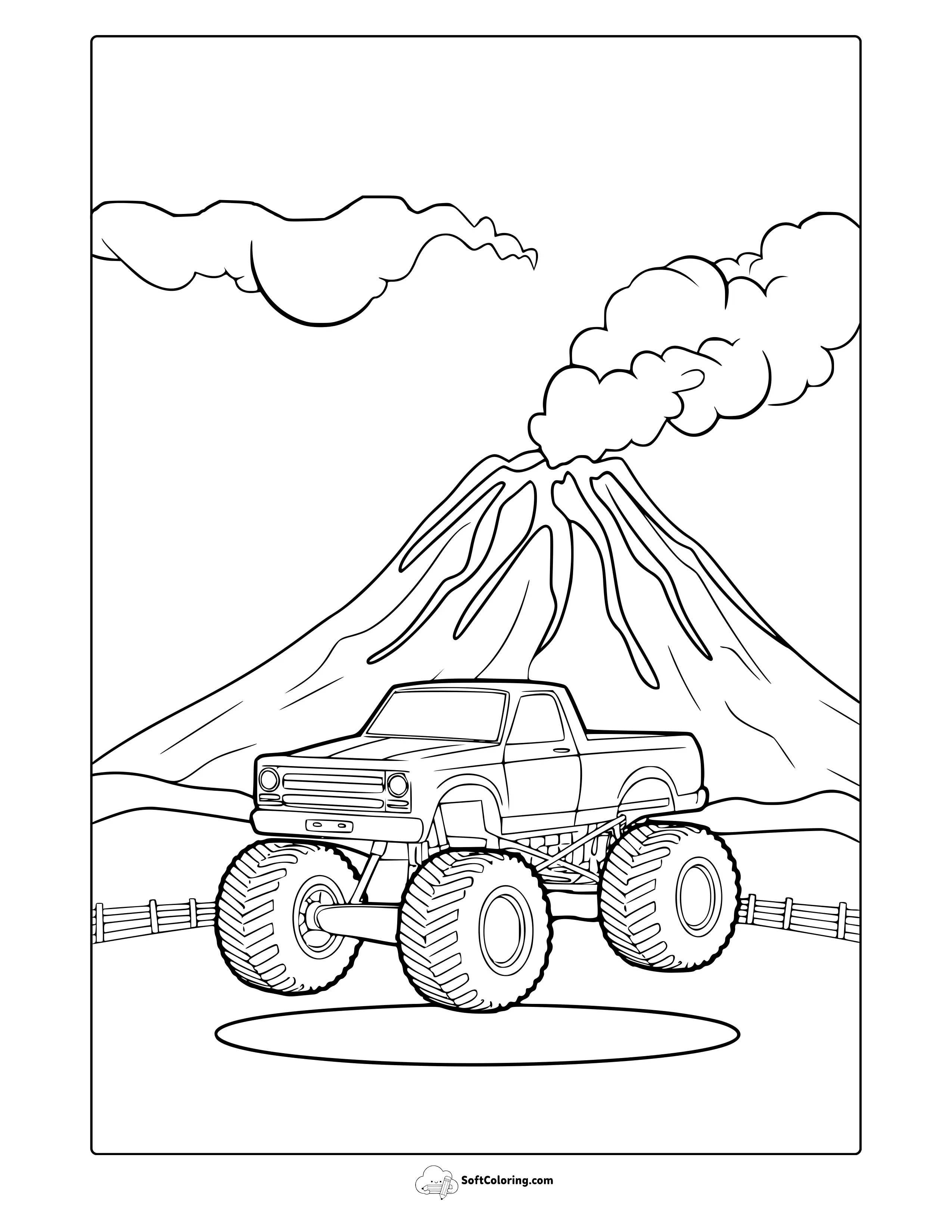 Volcano Monster Truck Coloring Page