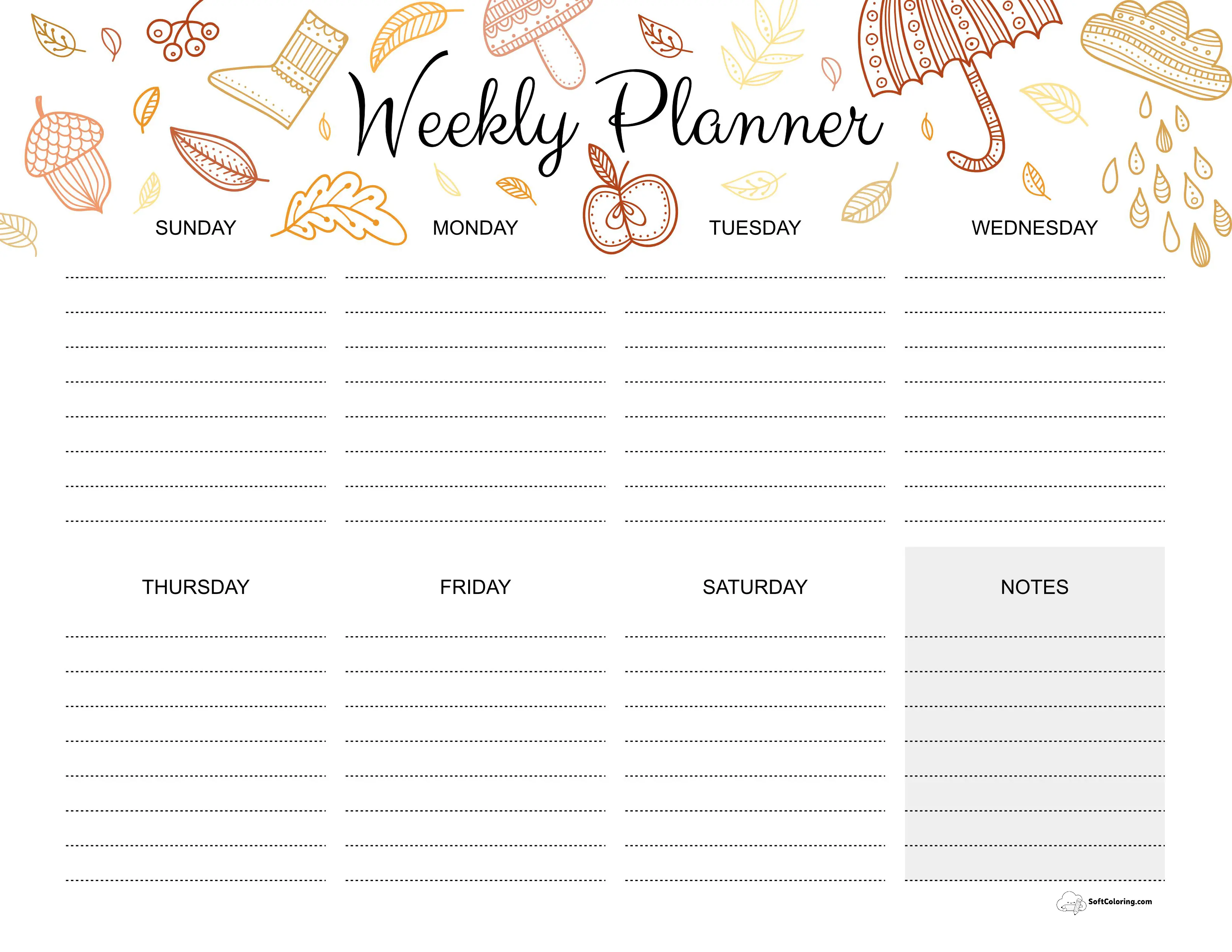 Fall Leaves Weekly Schedule