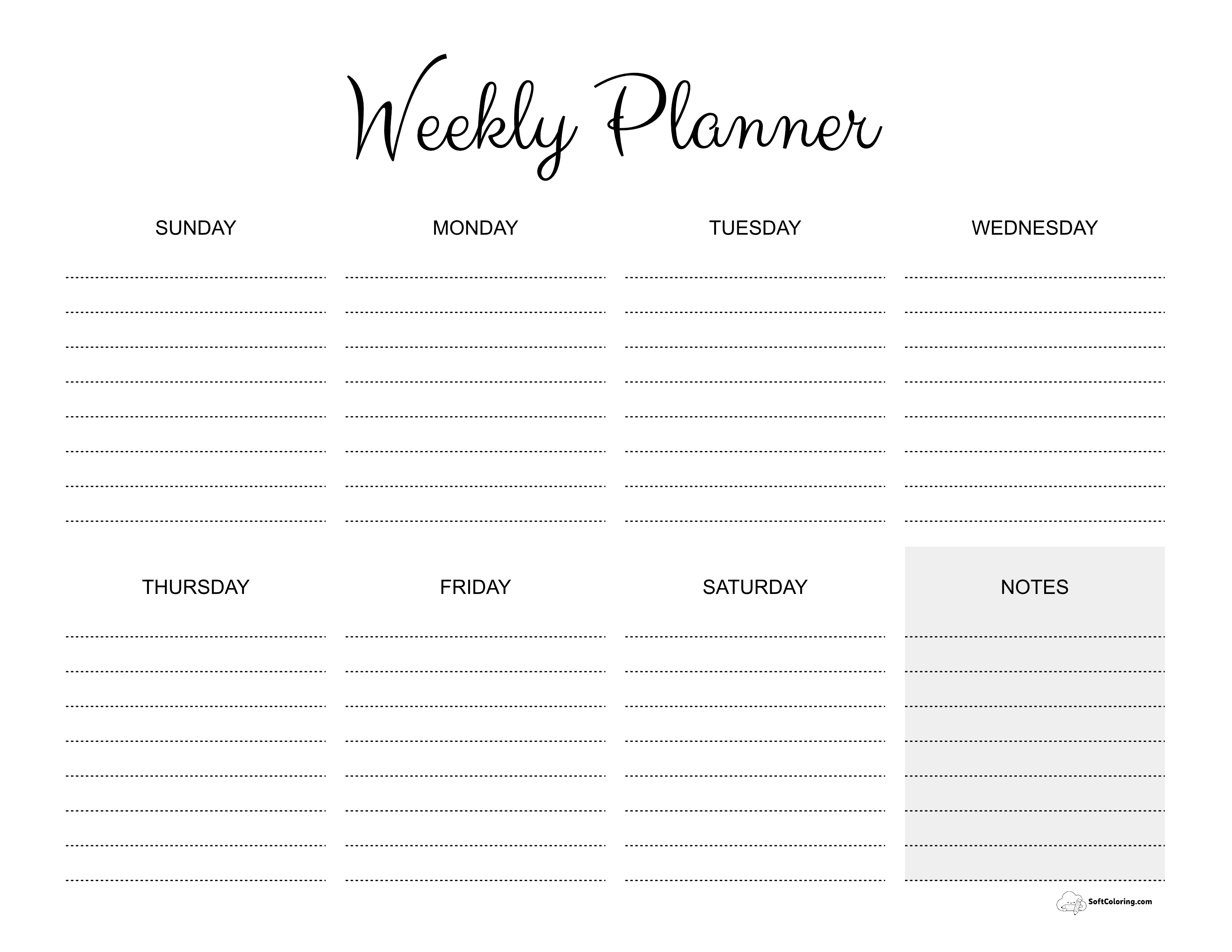 Free Week Plan Template