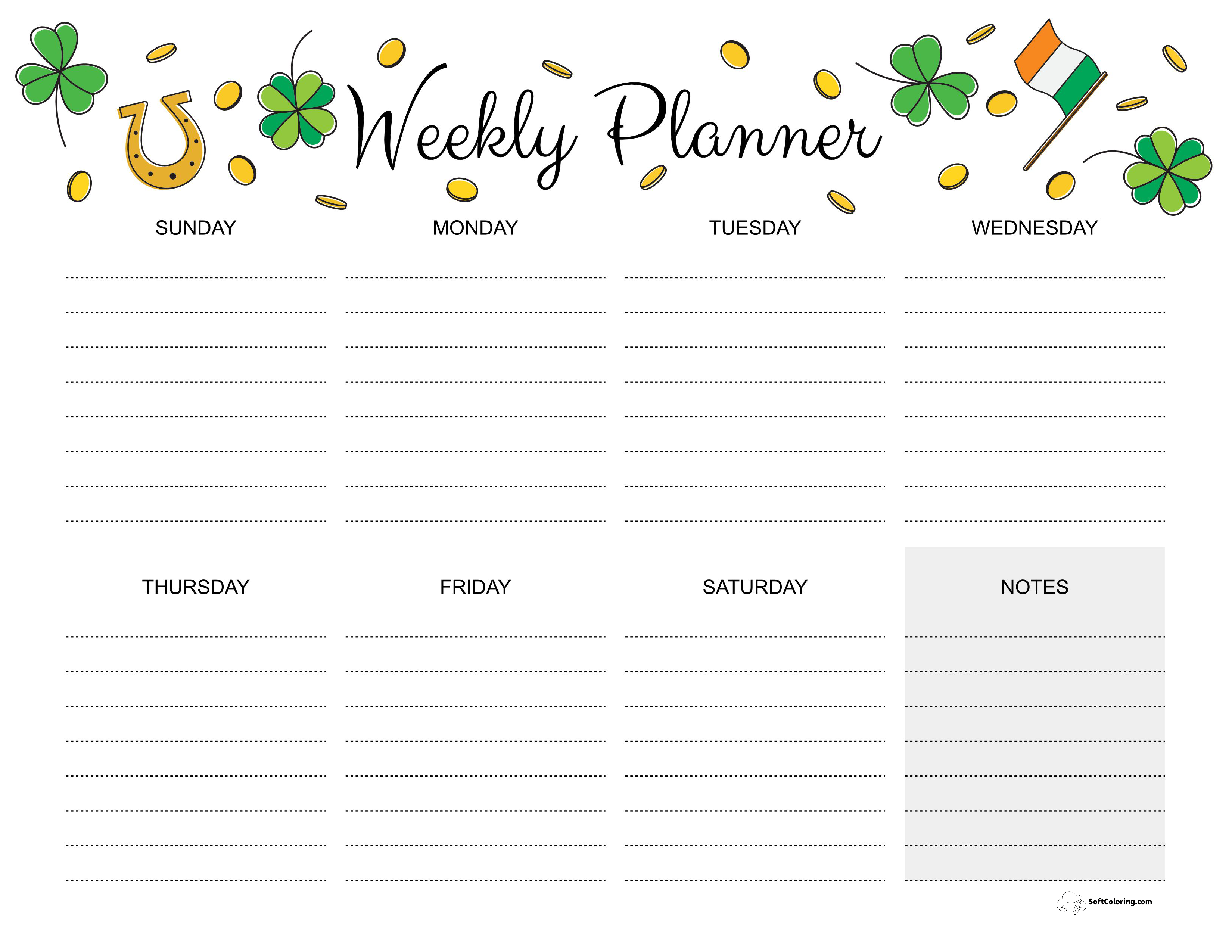 St. Patrick's Day Weekly Calendar
