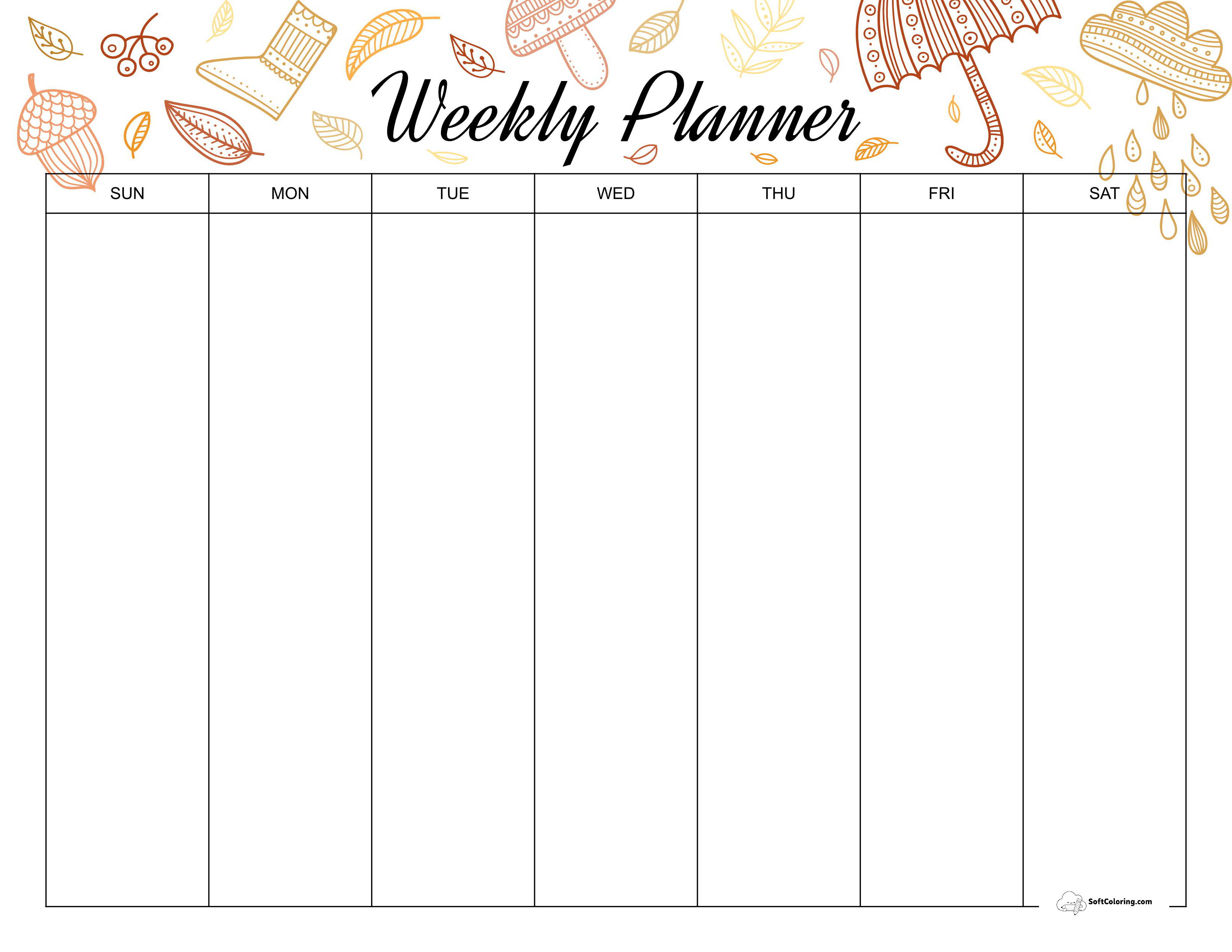 Autumn Weekly Calendar Template