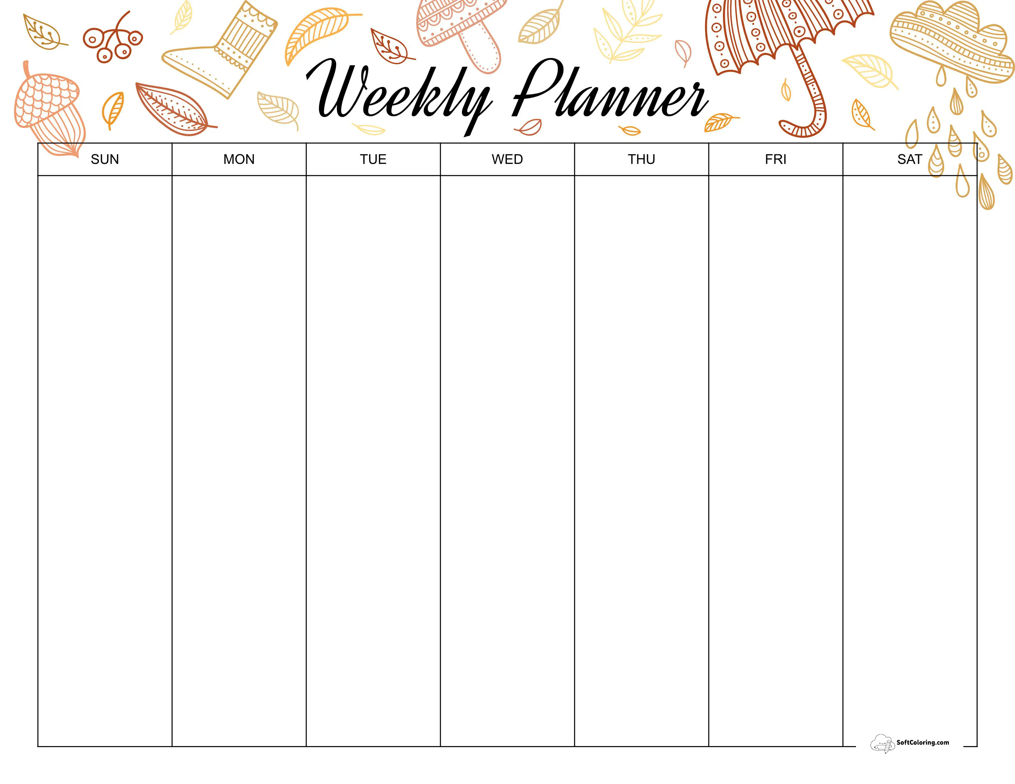 Autumn Weekly Calendar Template