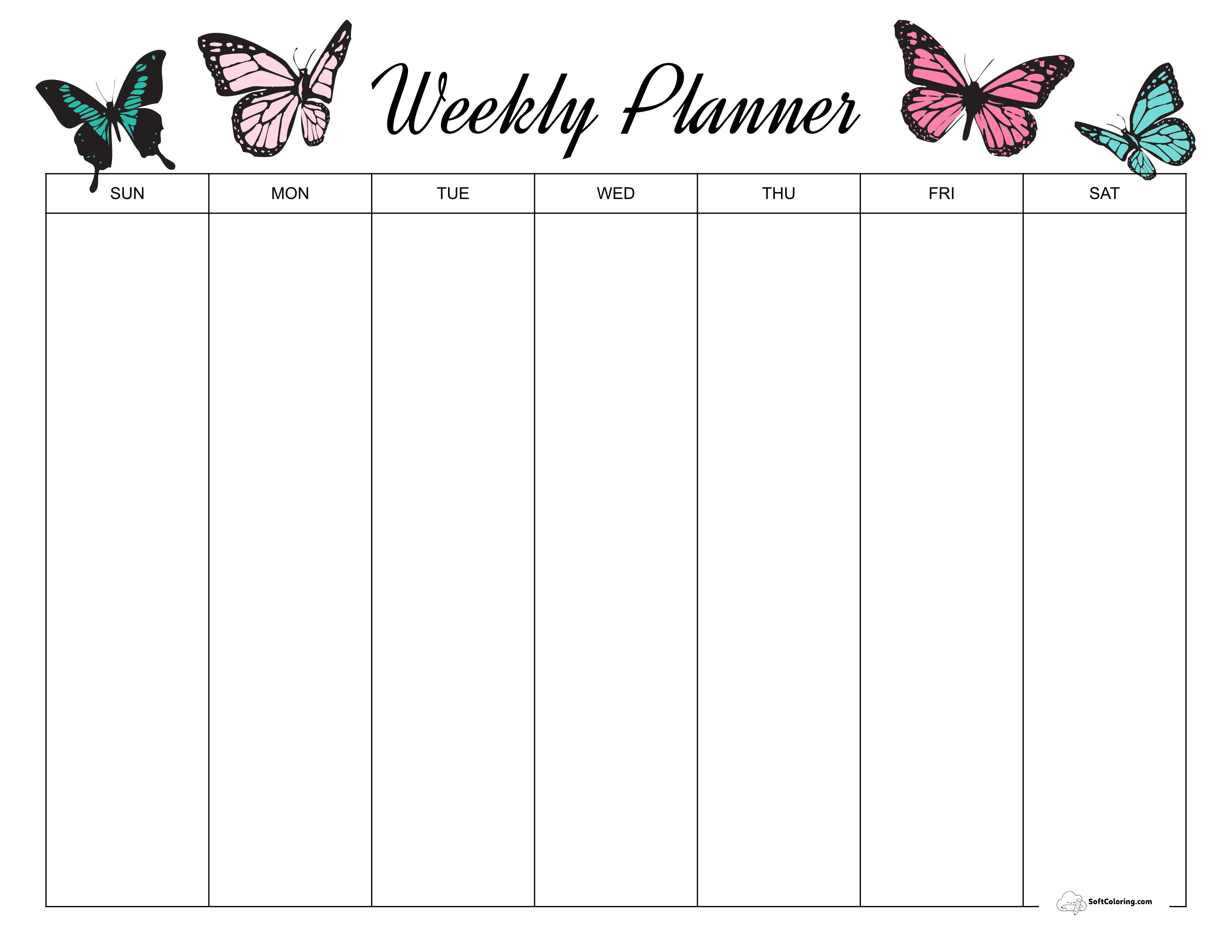 Butterflies Printable Week Schedule