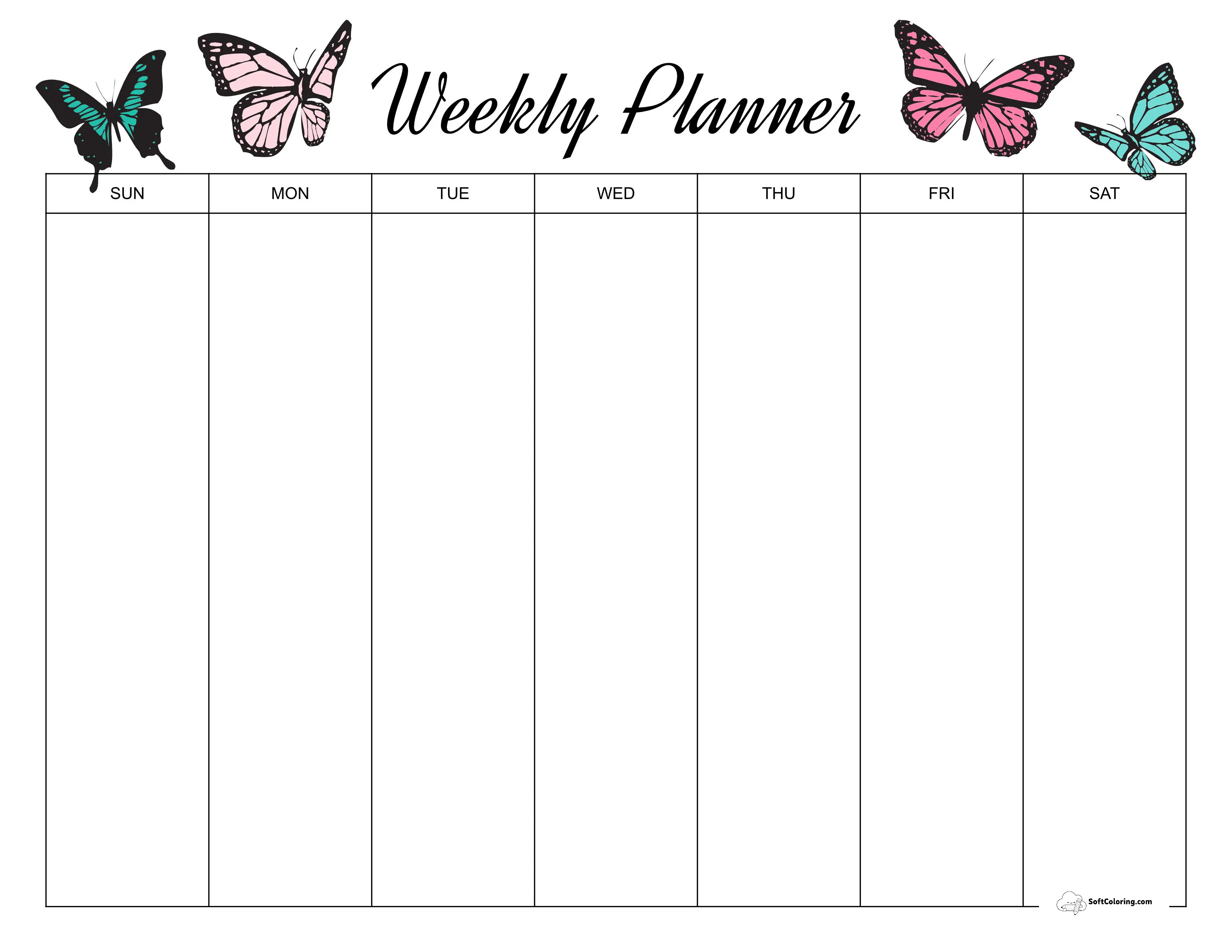 Butterflies Printable Week Schedule