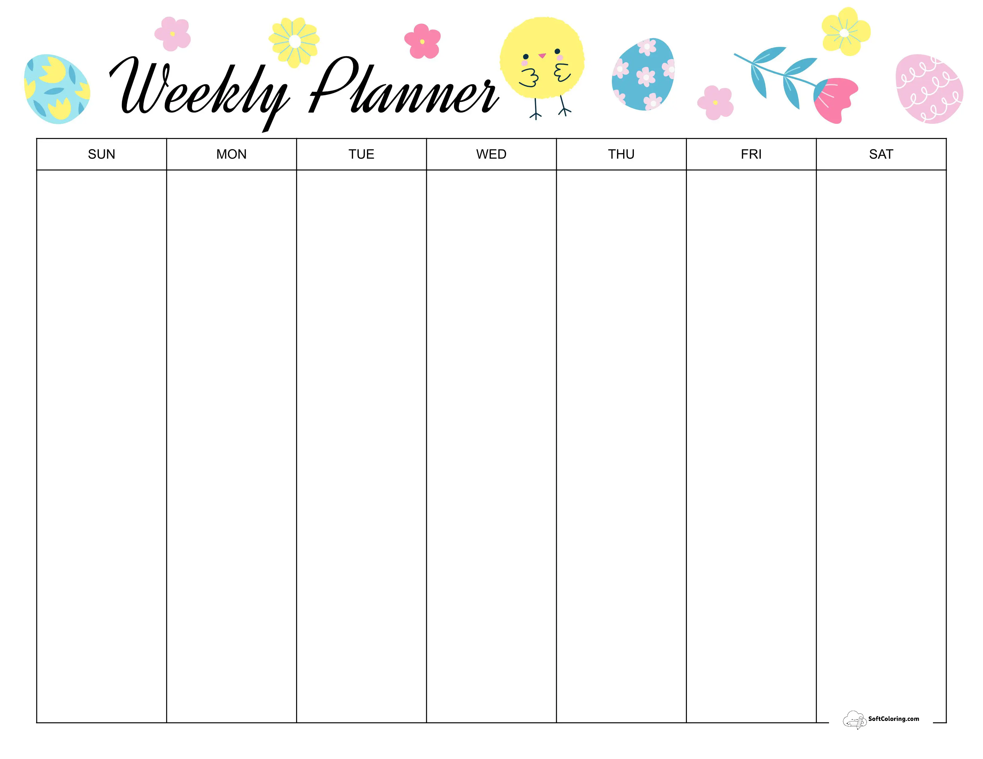 Cute Easter Printable Week Planner