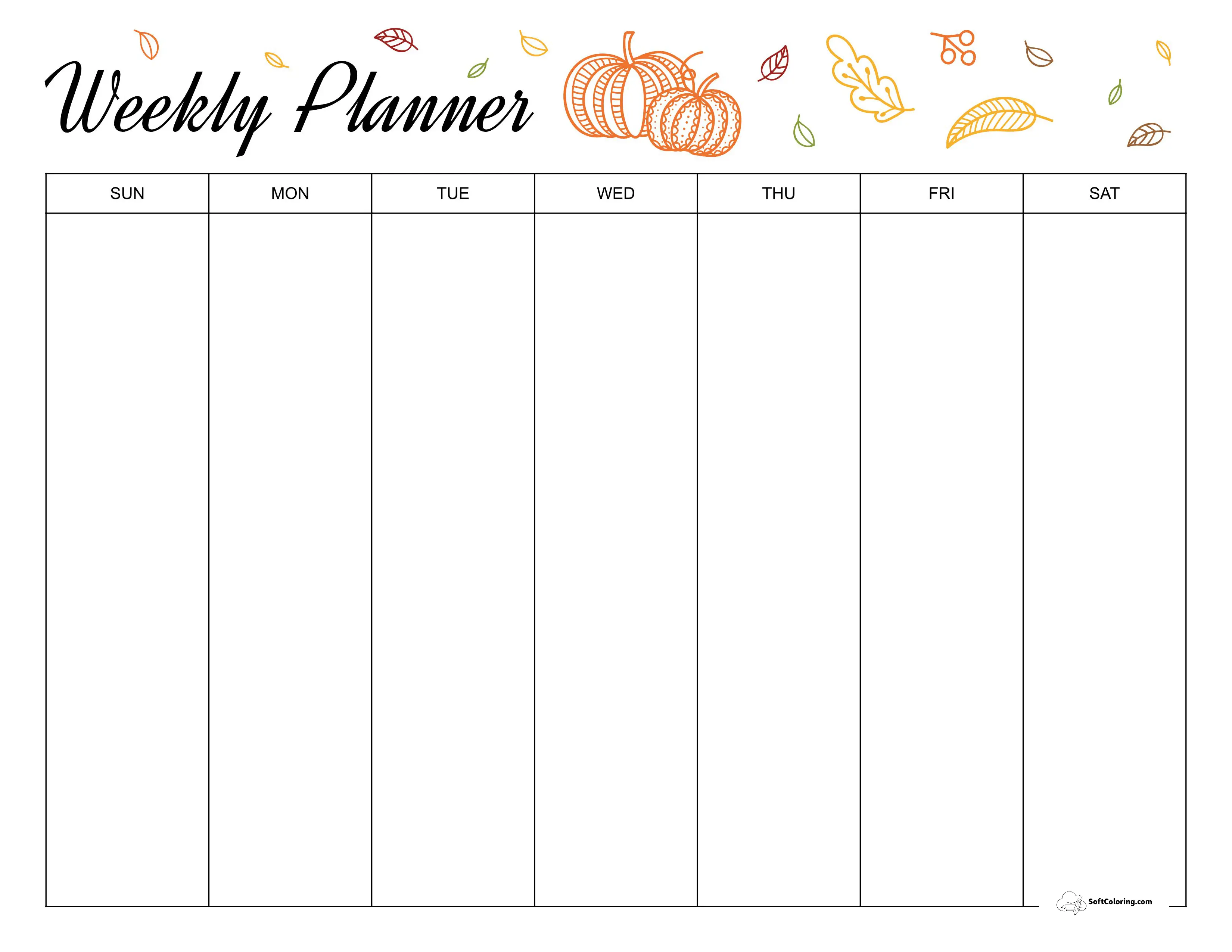 Fall Harvest Weekly Planner