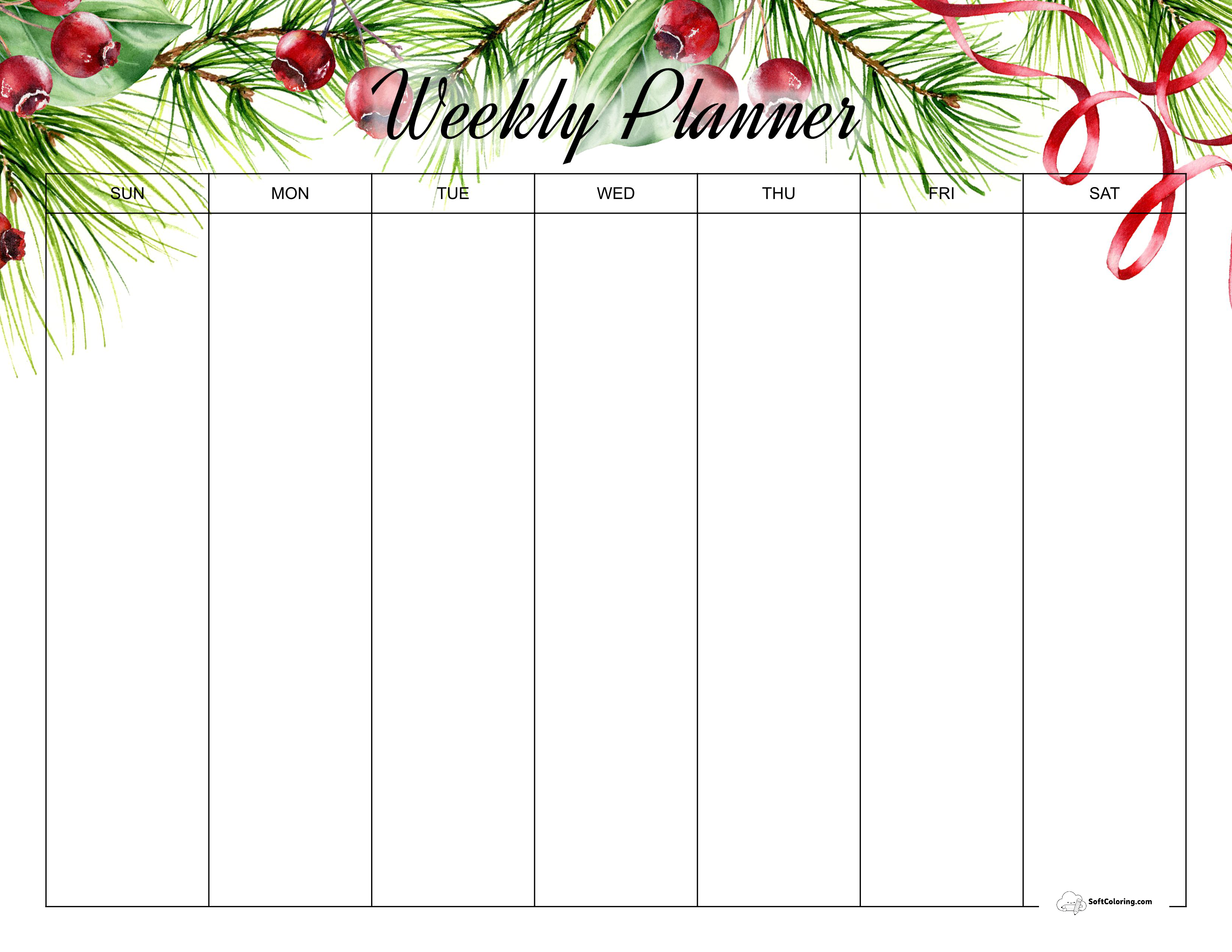 Festive Weekly Planner To Print